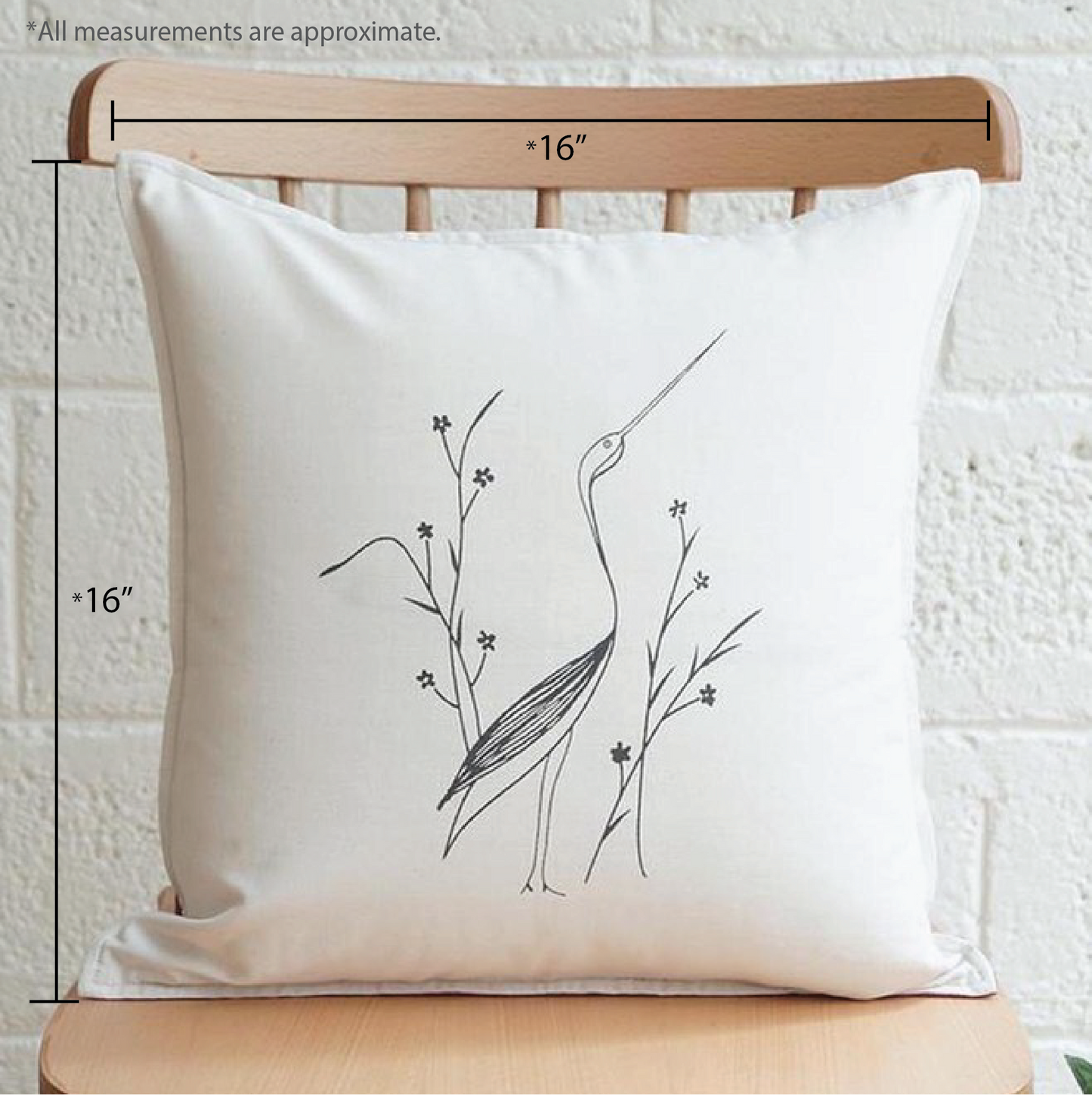 Crane Cushion Cover (16” X 16”)