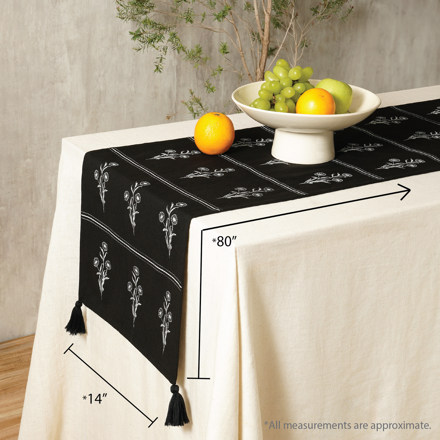 Marigold Stripe Table Runner, Black