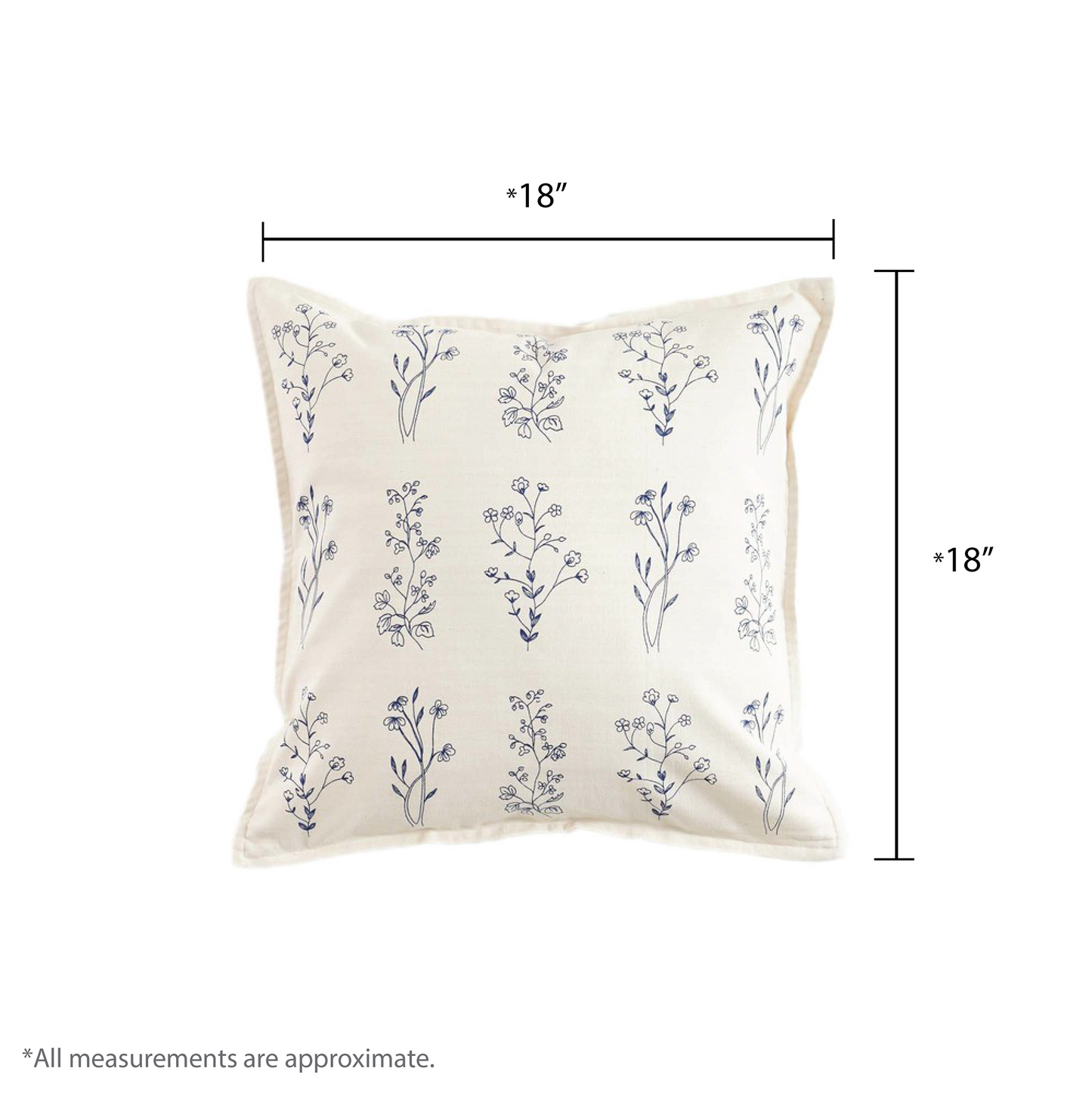 English Meadow Cushion Cover, Ivory (18” X 18”)