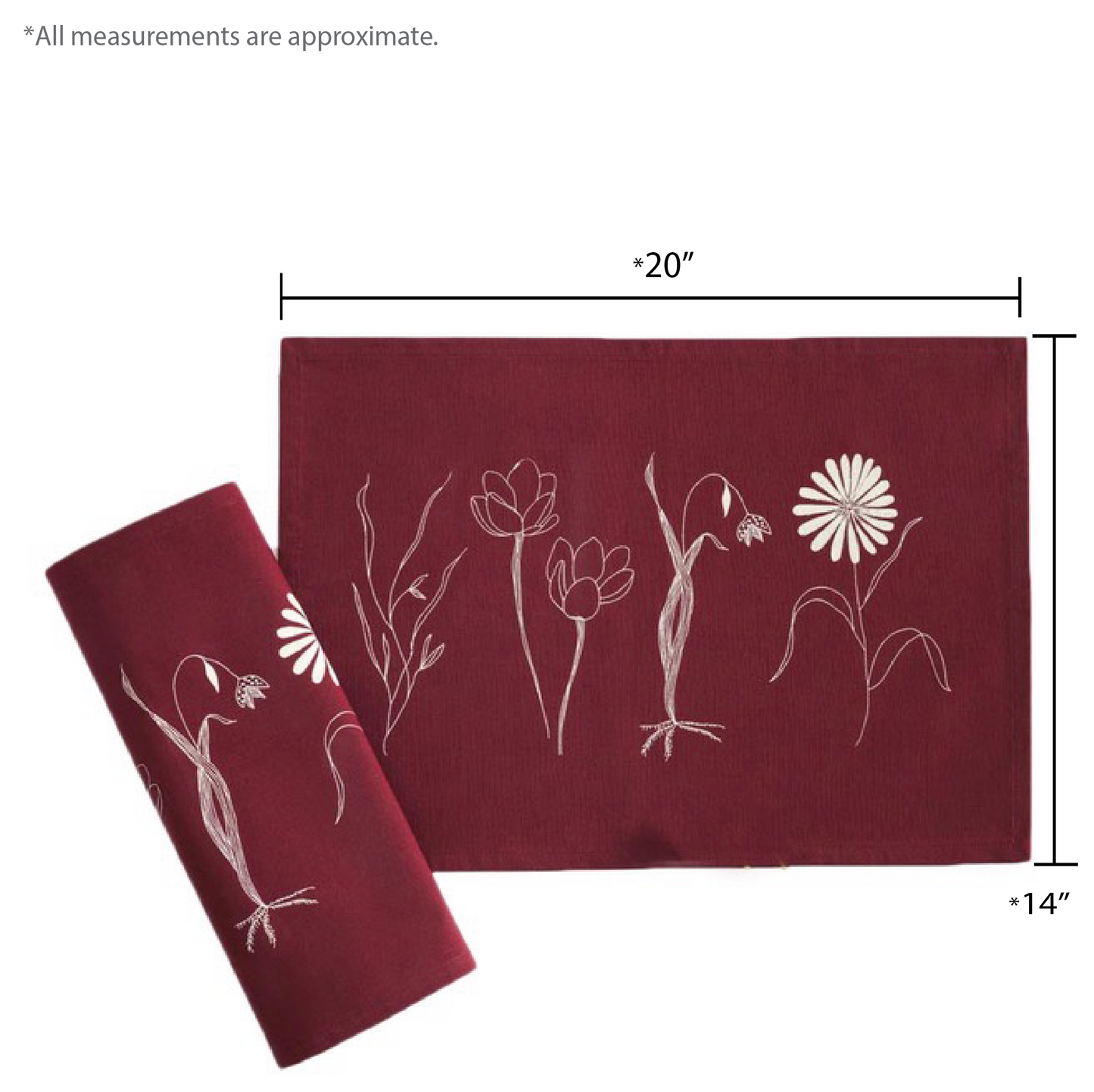 Gardenia Tablemats ,Maroon ( Set of 2 )