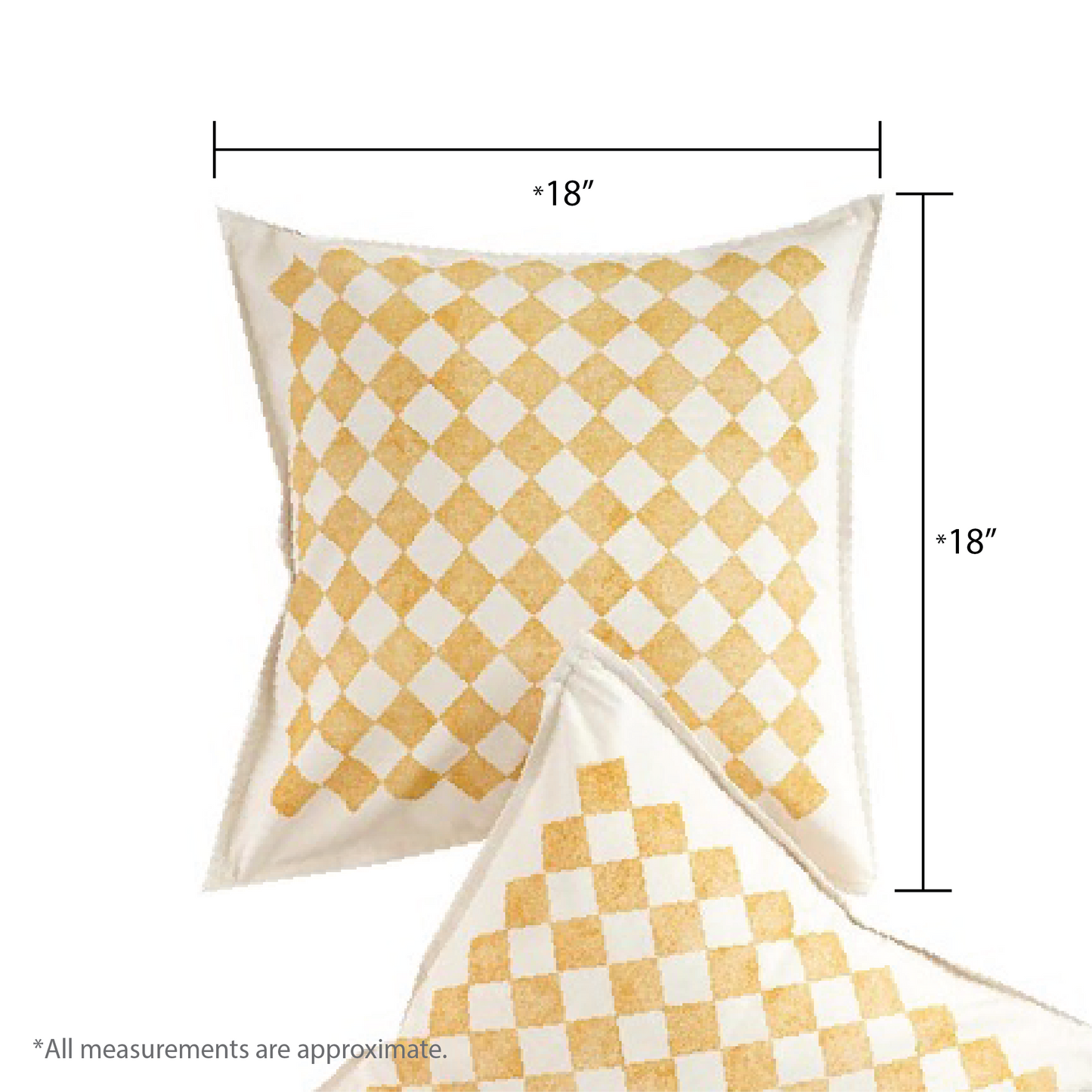 Chessboard Cushion Cover, Corn Yellow (18” X 18”)