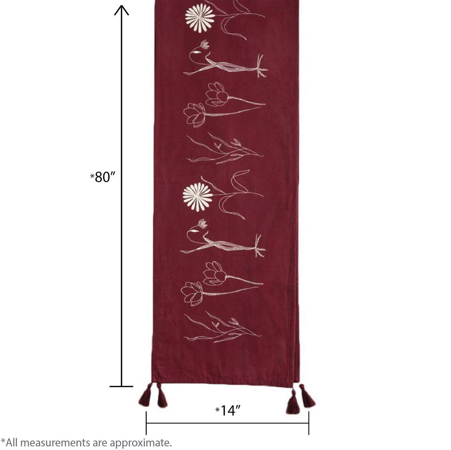 Gardenia Table Runner, Maroon