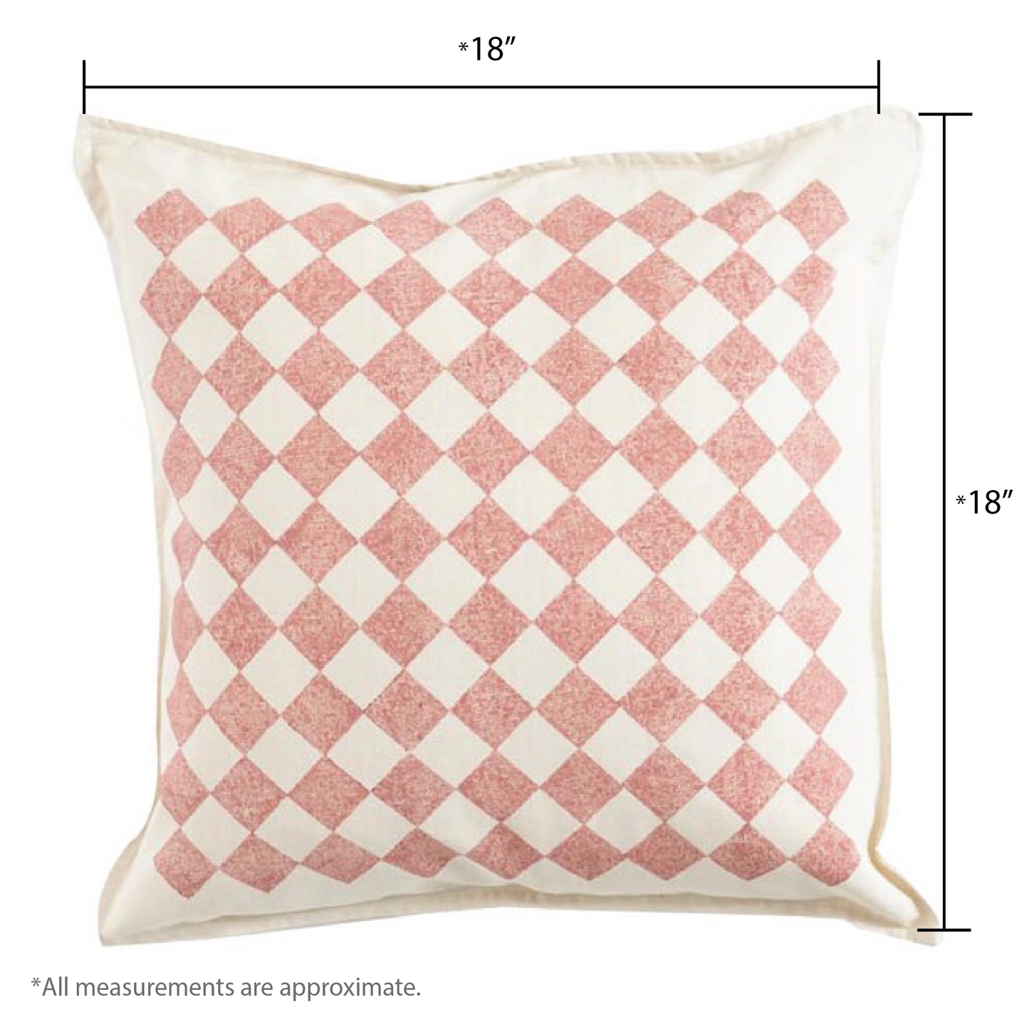 Chessboard Cushion Cover ,Rose Pink (18” X 18”)