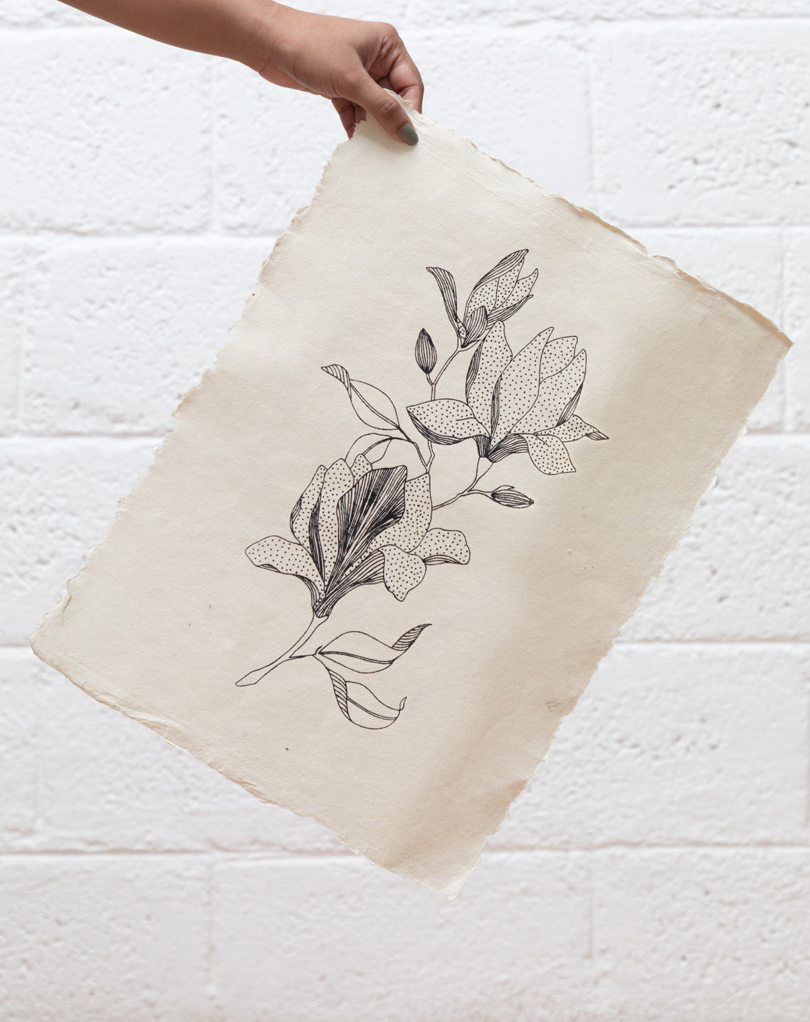 Magnolia Art Print On Handmade Cotton Paper