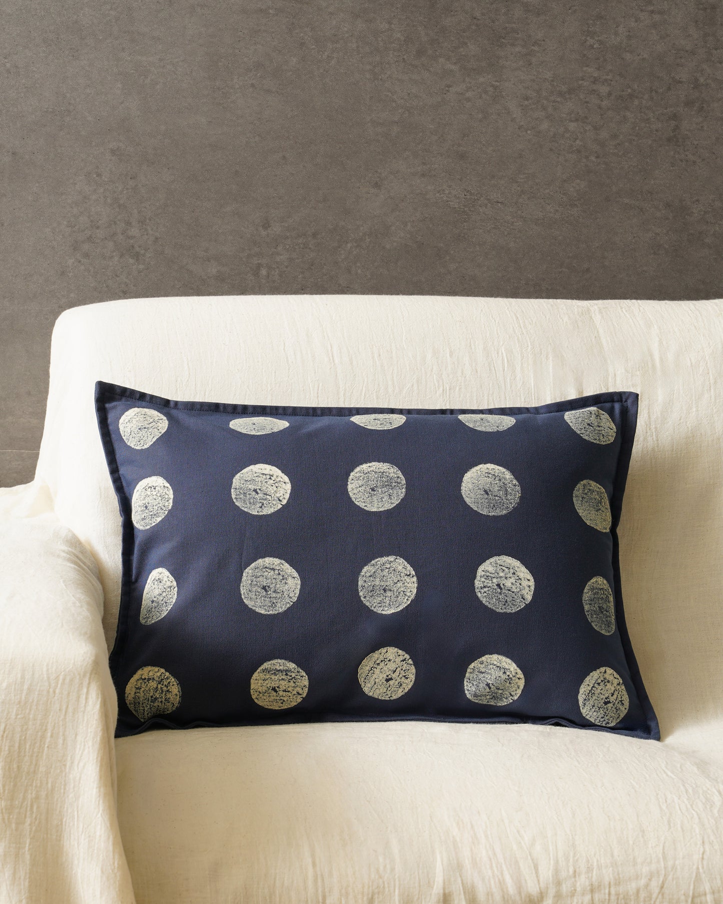 Moon Lumbar Cushion Cover, Navy Blue (14” X 20”)