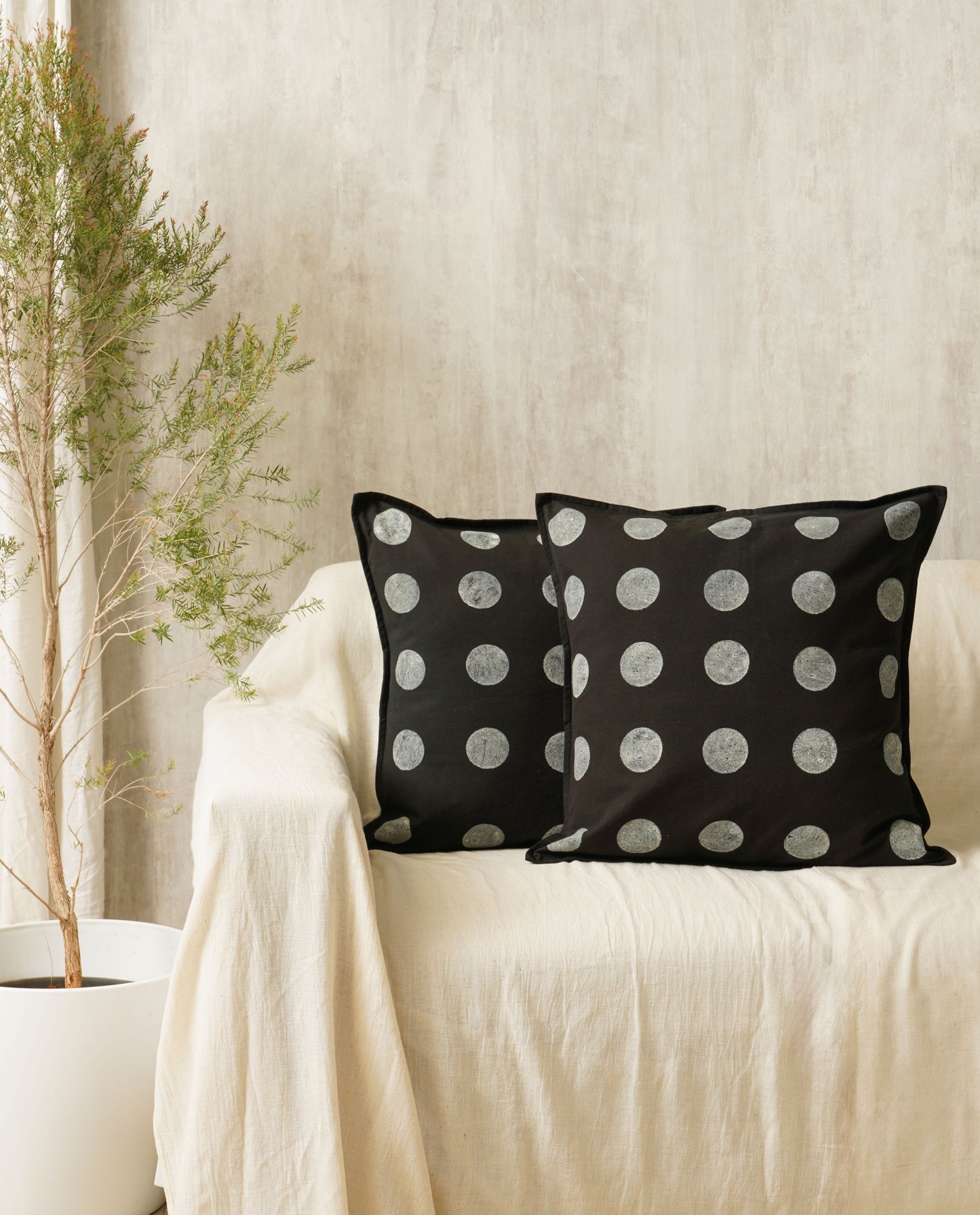 Moon Cushion Cover,Black (20” X 20”)