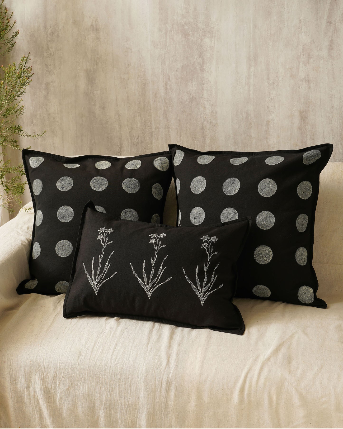 Moon Cushion Cover,Black (20” X 20”)