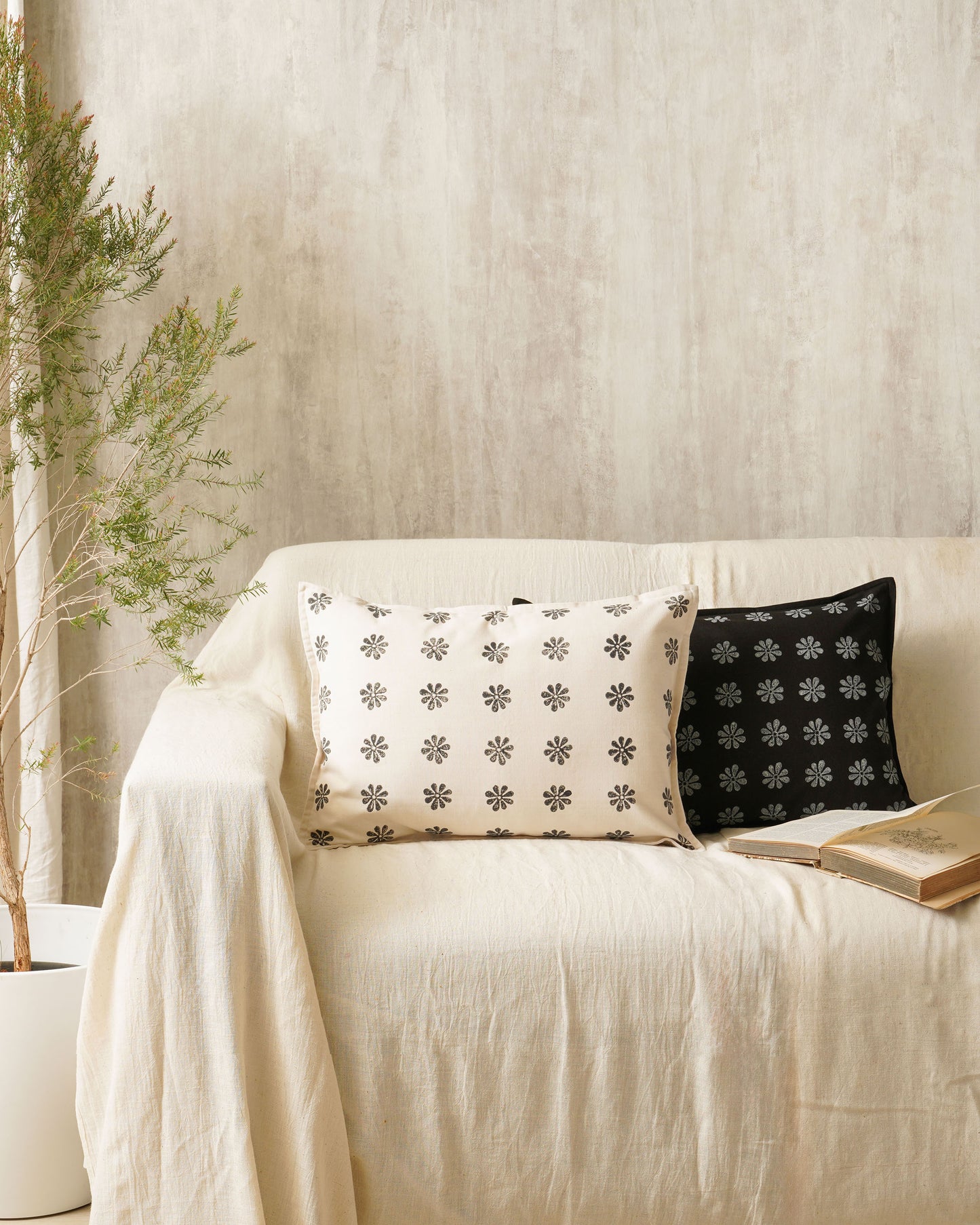Tara Lumbar Cushion Cover, Black (14” X 20”)