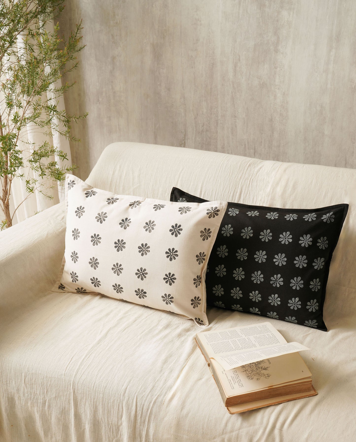 Tara Lumbar Cushion Cover, Black (14” X 20”)