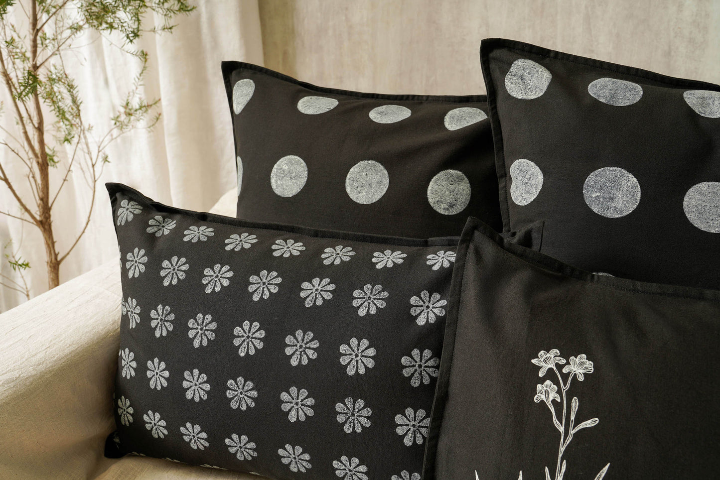 Moon Cushion Cover,Black (20” X 20”)