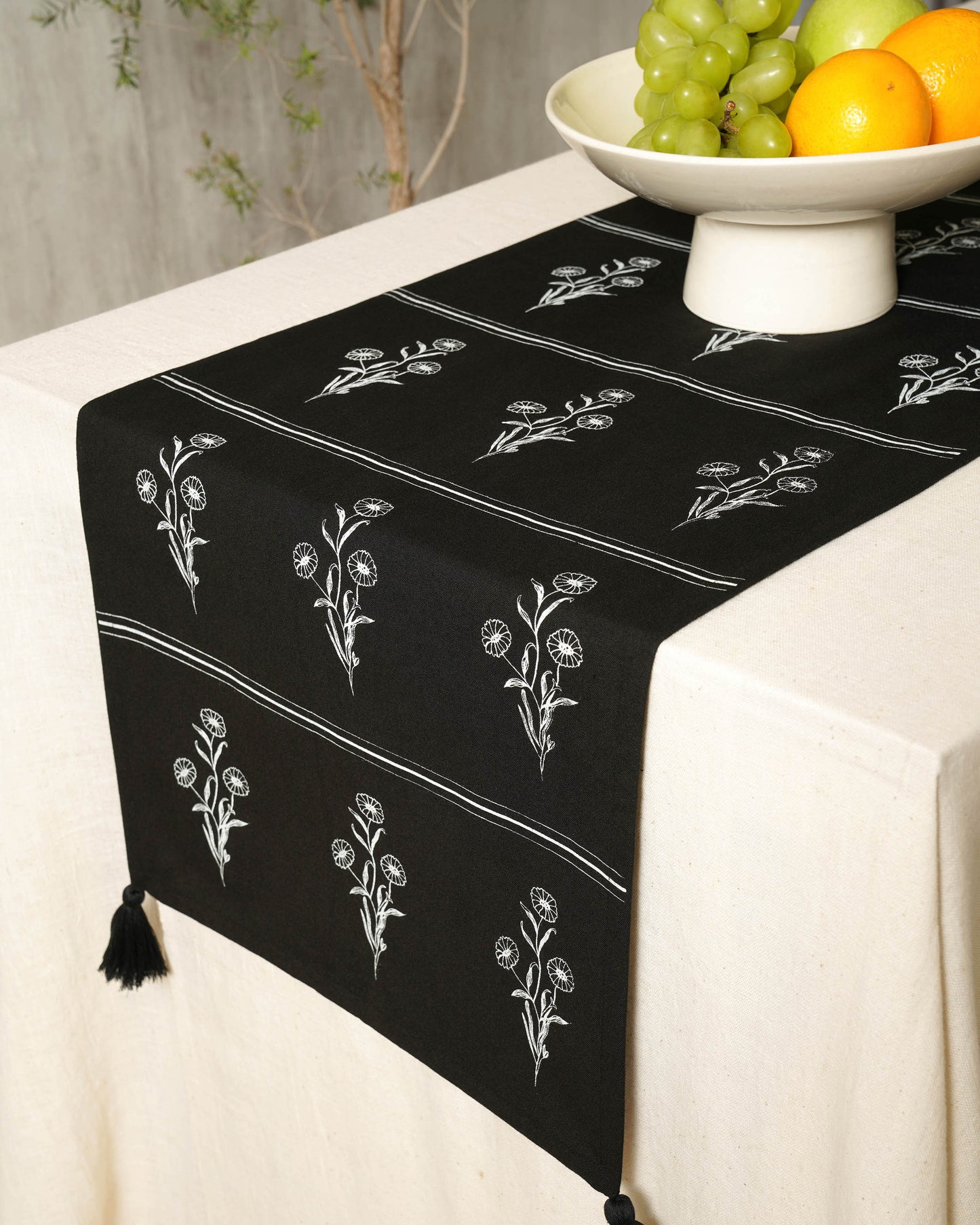 Marigold Stripe Table Runner, Black