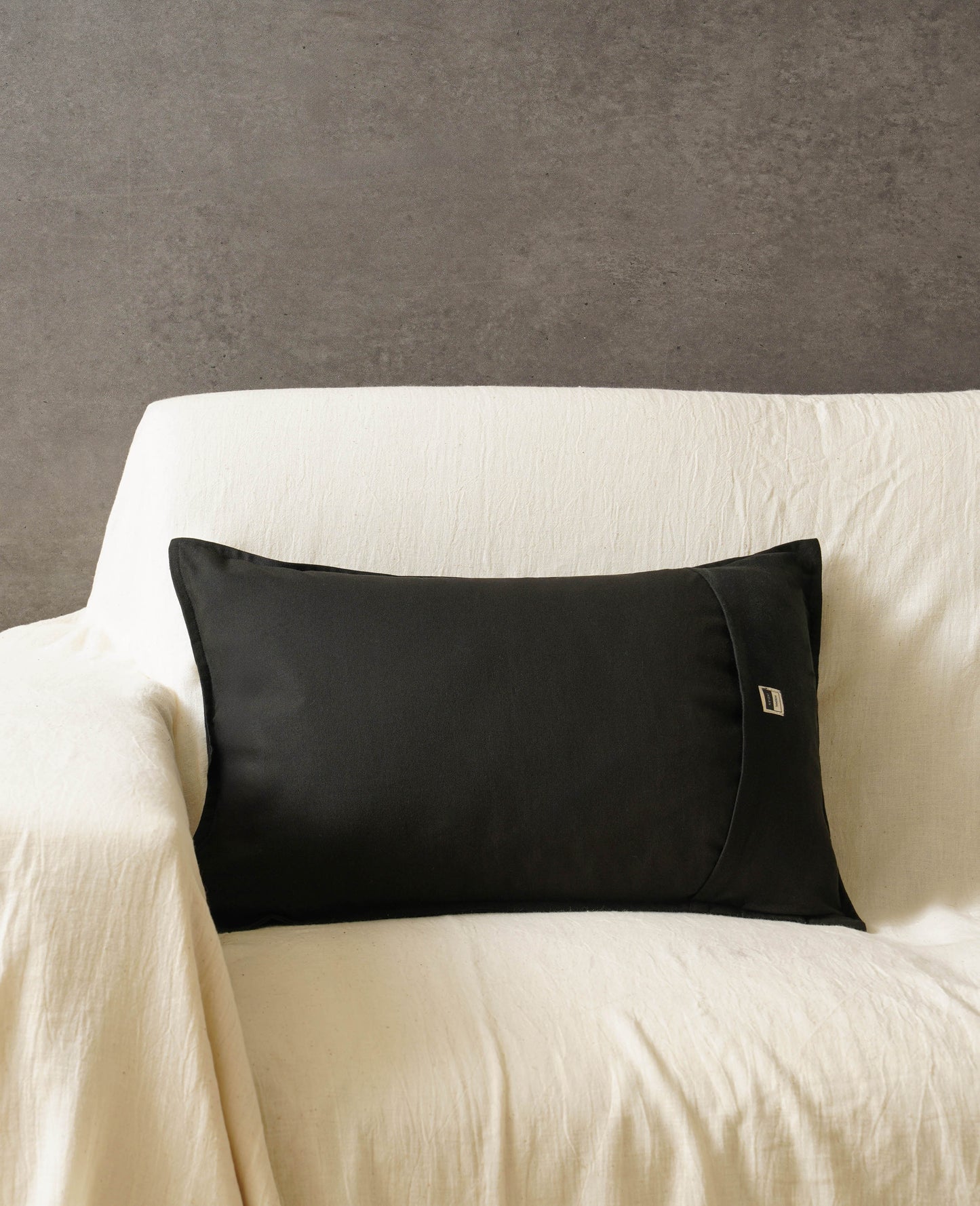 Tara Lumbar Cushion Cover, Black (14” X 20”)