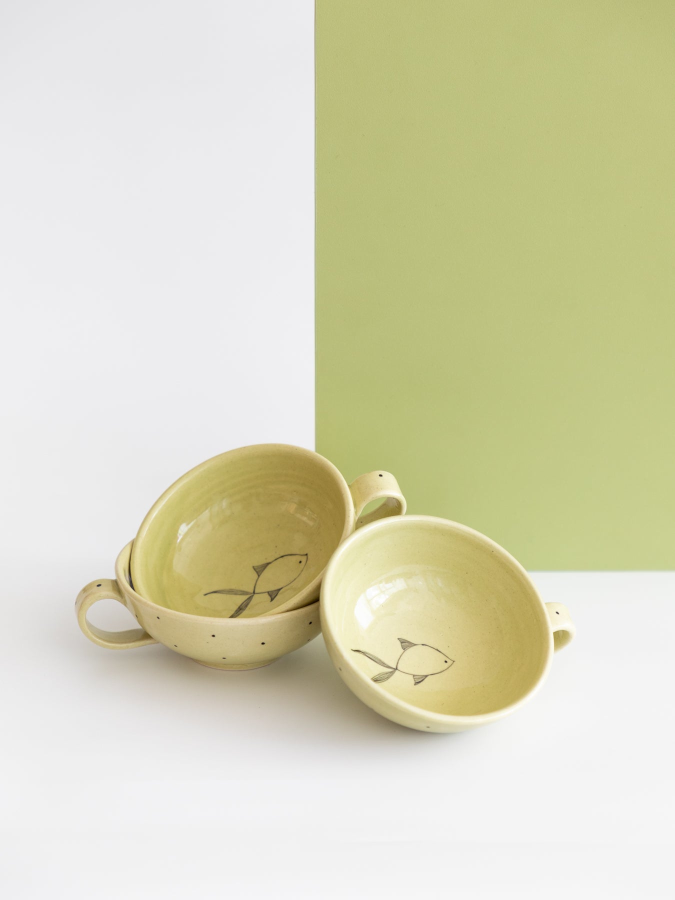 Goldfish Teacups, Olive (Set of 2)