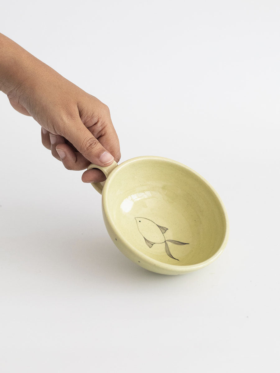 Goldfish Teacups, Olive (Set of 2)