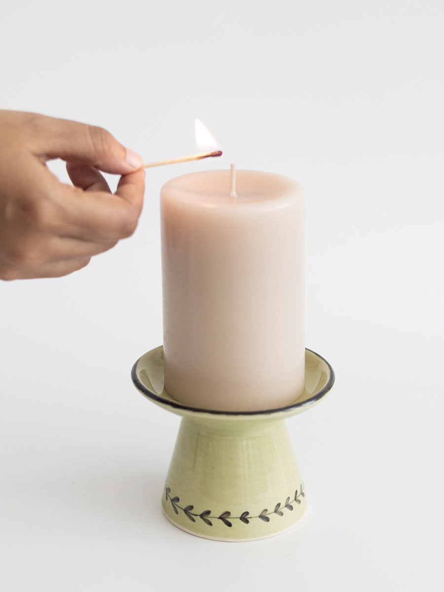 Zinnia Candle Holder, Olive