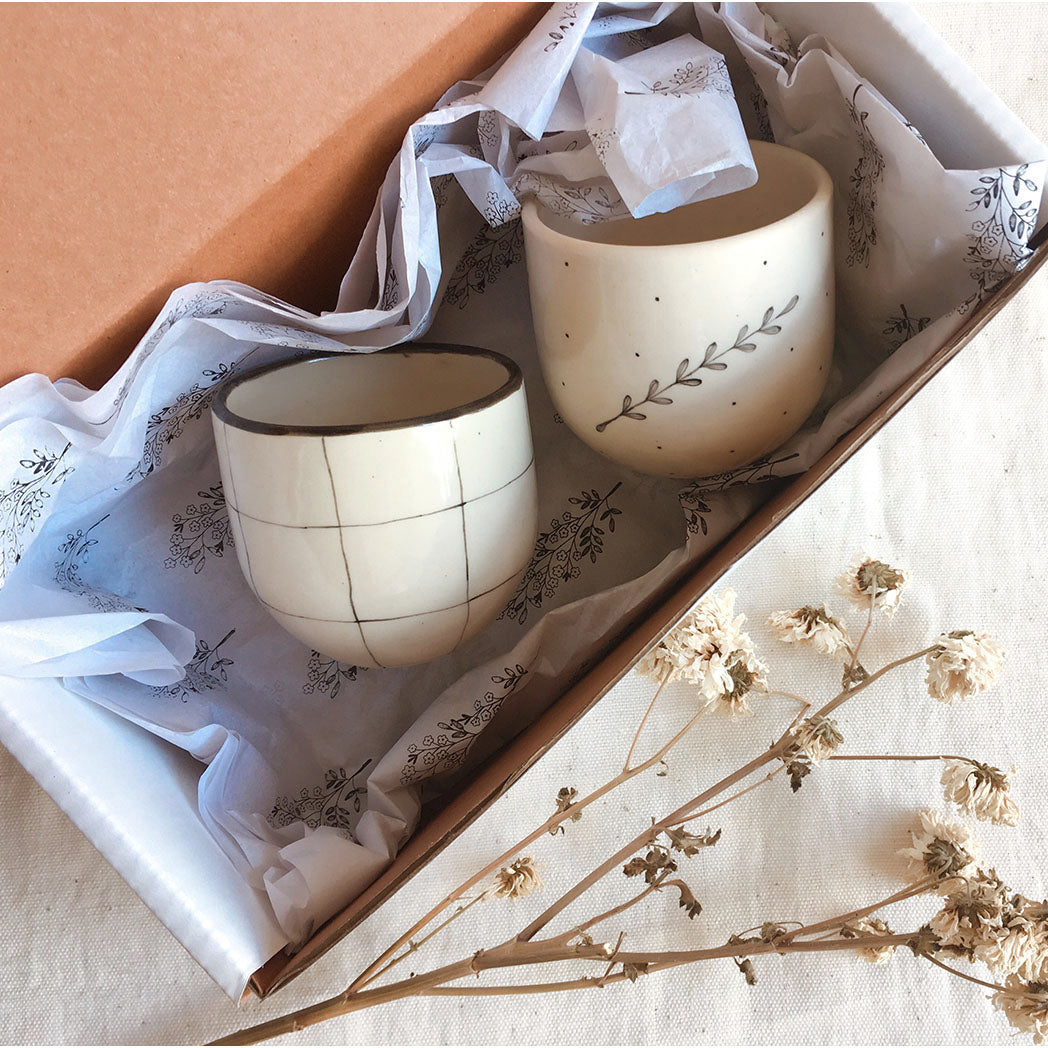 Check and Durba Herbal Teacups (Set of 2)