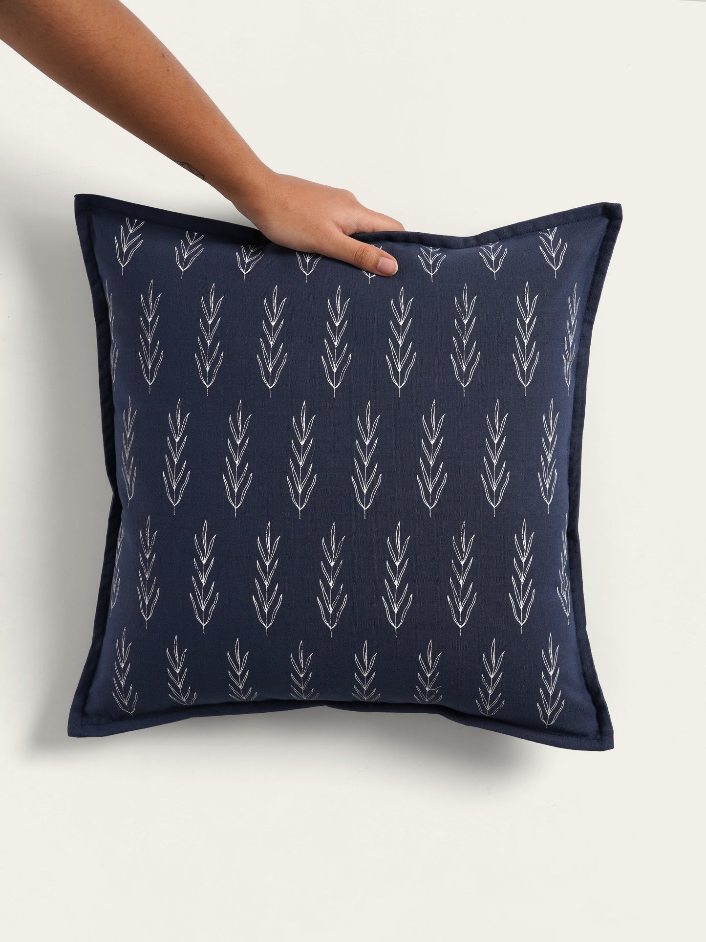Durba Cushion Cover, Navy Blue (16” X 16”)