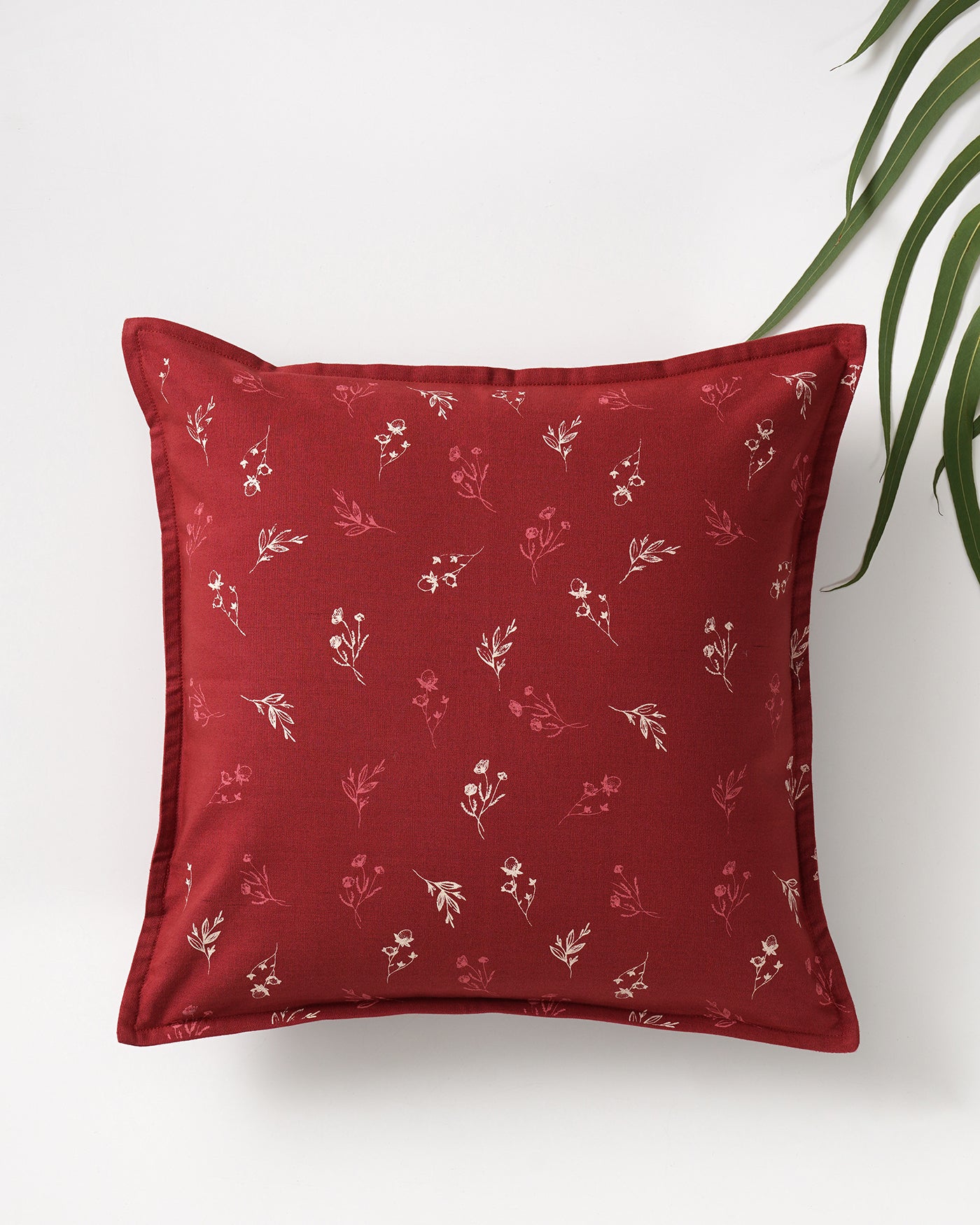 Ditsy Cushion Cover, Crimson Red (16” X 16”)