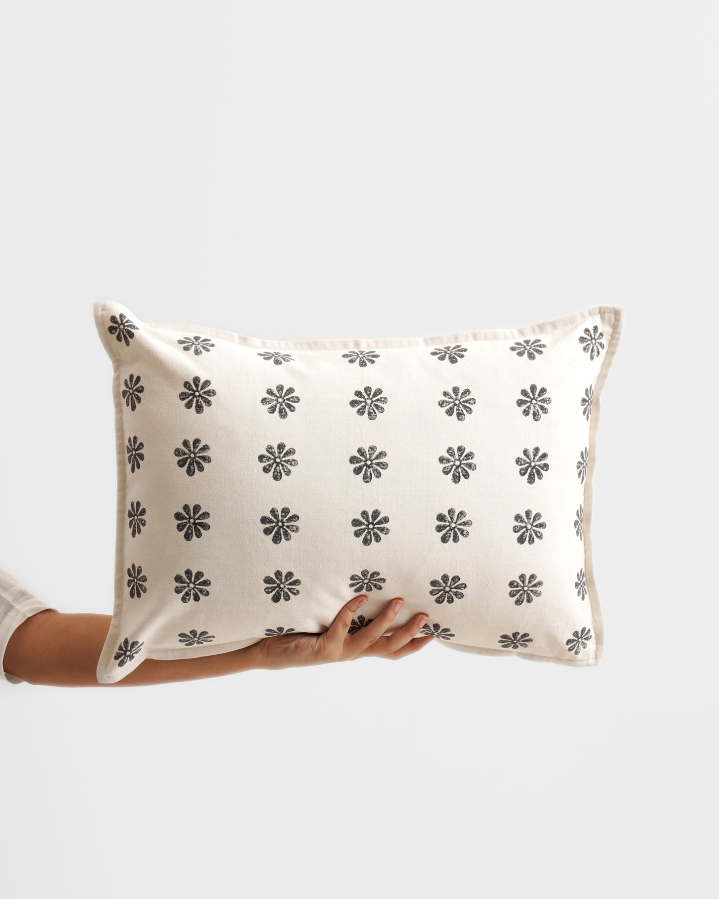 Tara Lumbar Cushion Cover, Black (14” X 20”)