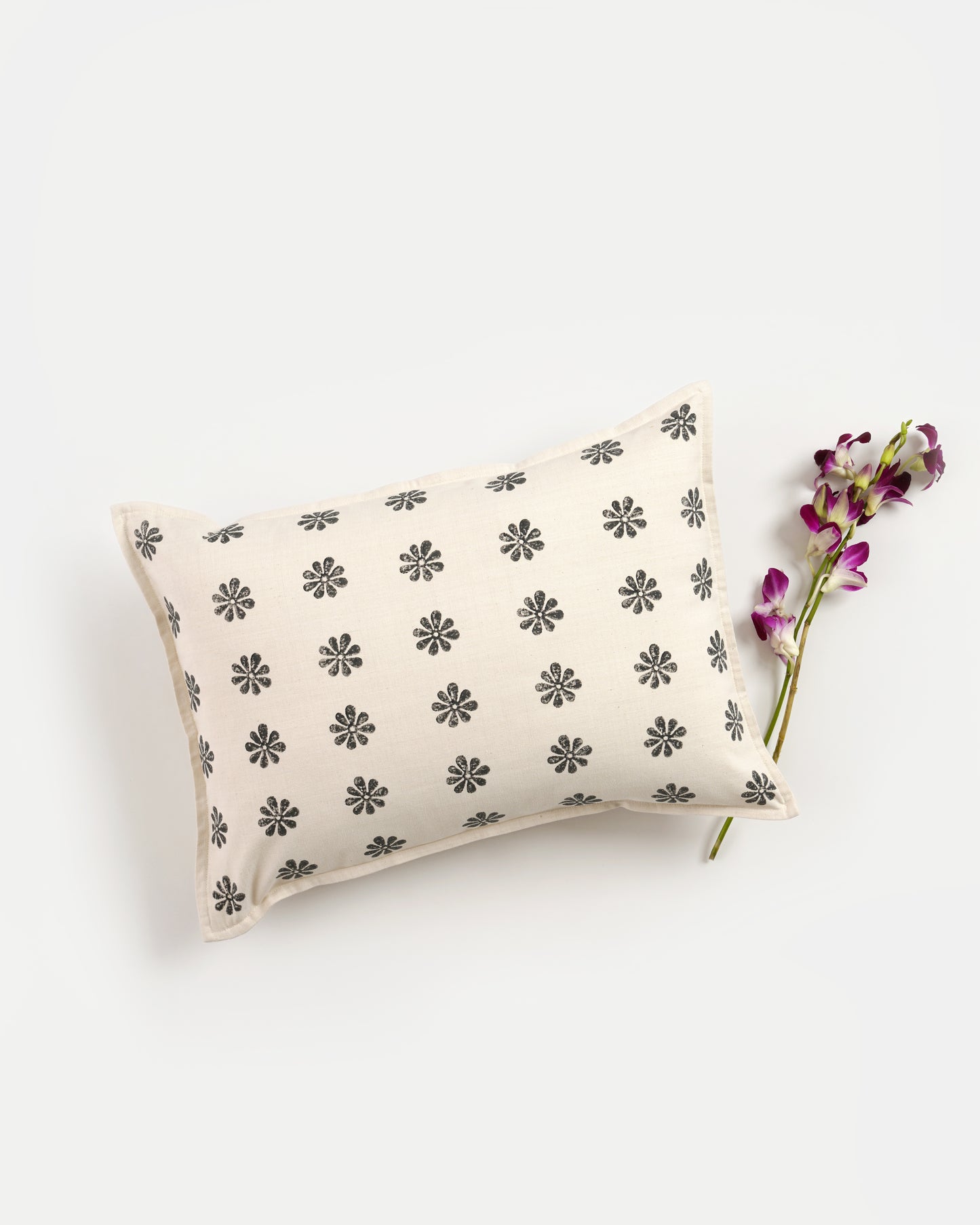 Tara Lumbar Cushion Cover, Black (14” X 20”)