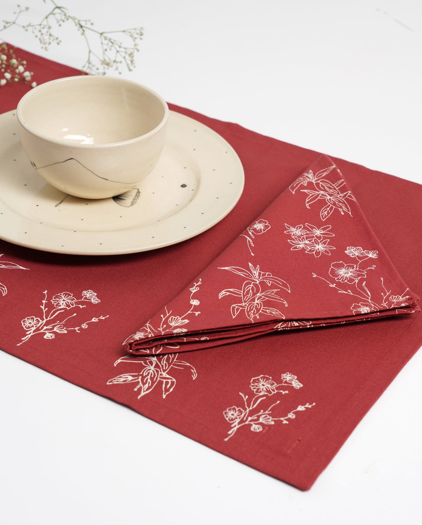 Wildflower Tablemats, Crimson Red ( Set of 2 )