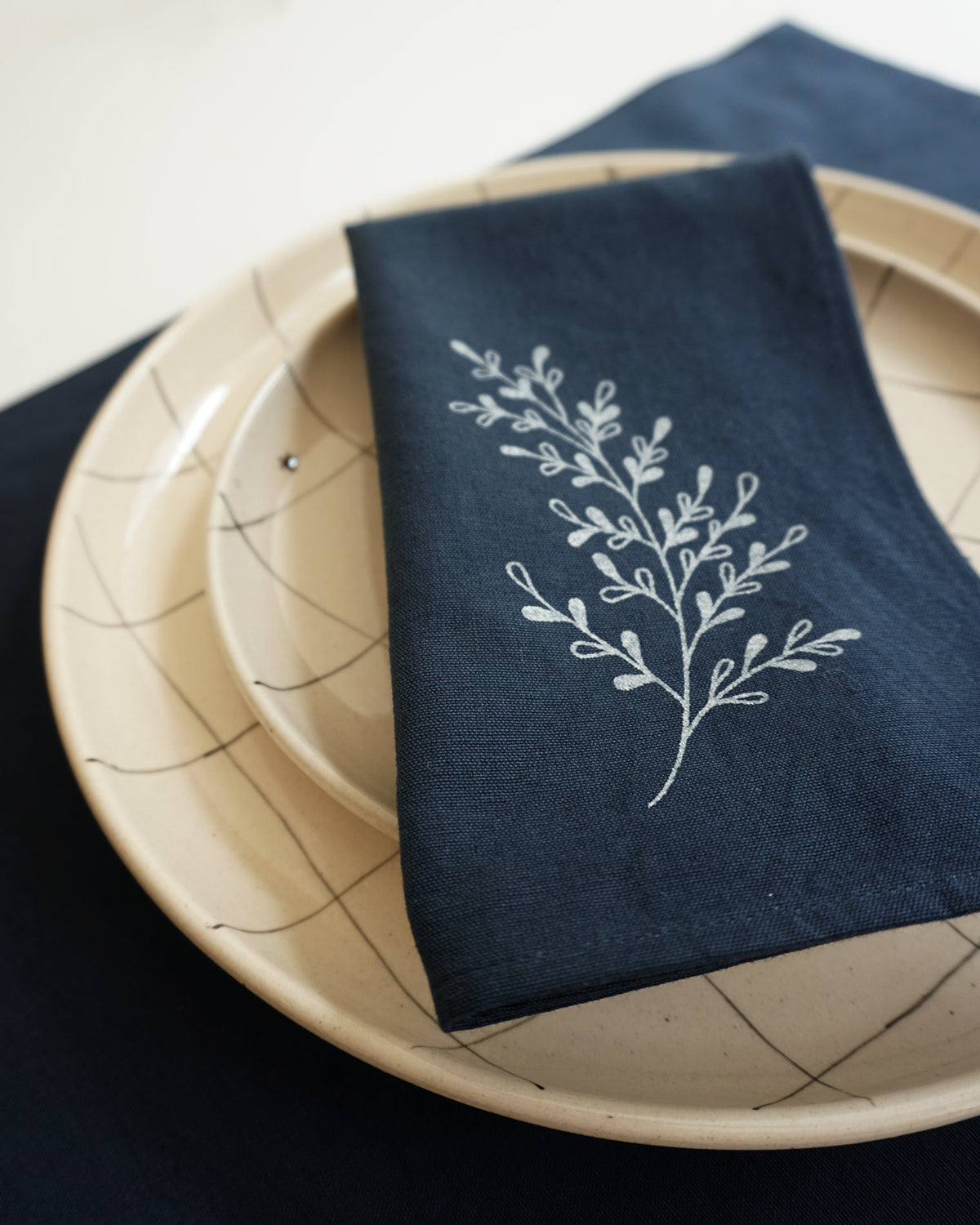 Foliage Napkins, Navy Blue ( Set of 2 )