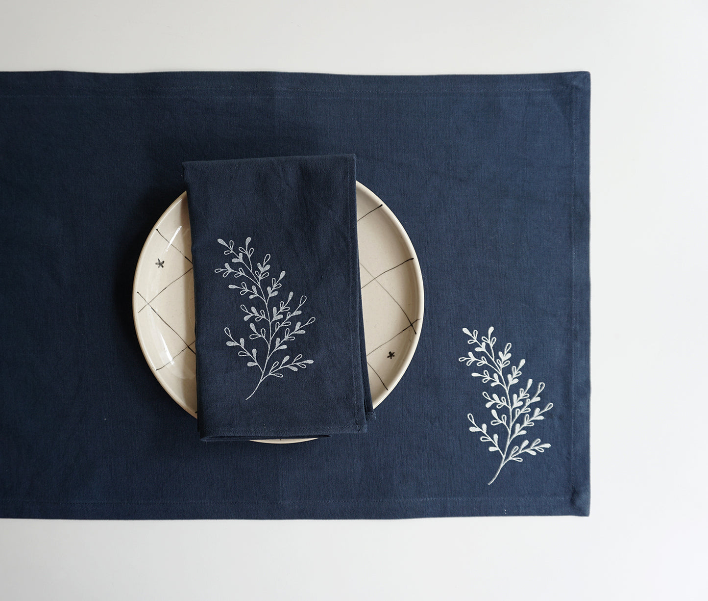 Foliage Napkins, Navy Blue ( Set of 2 )