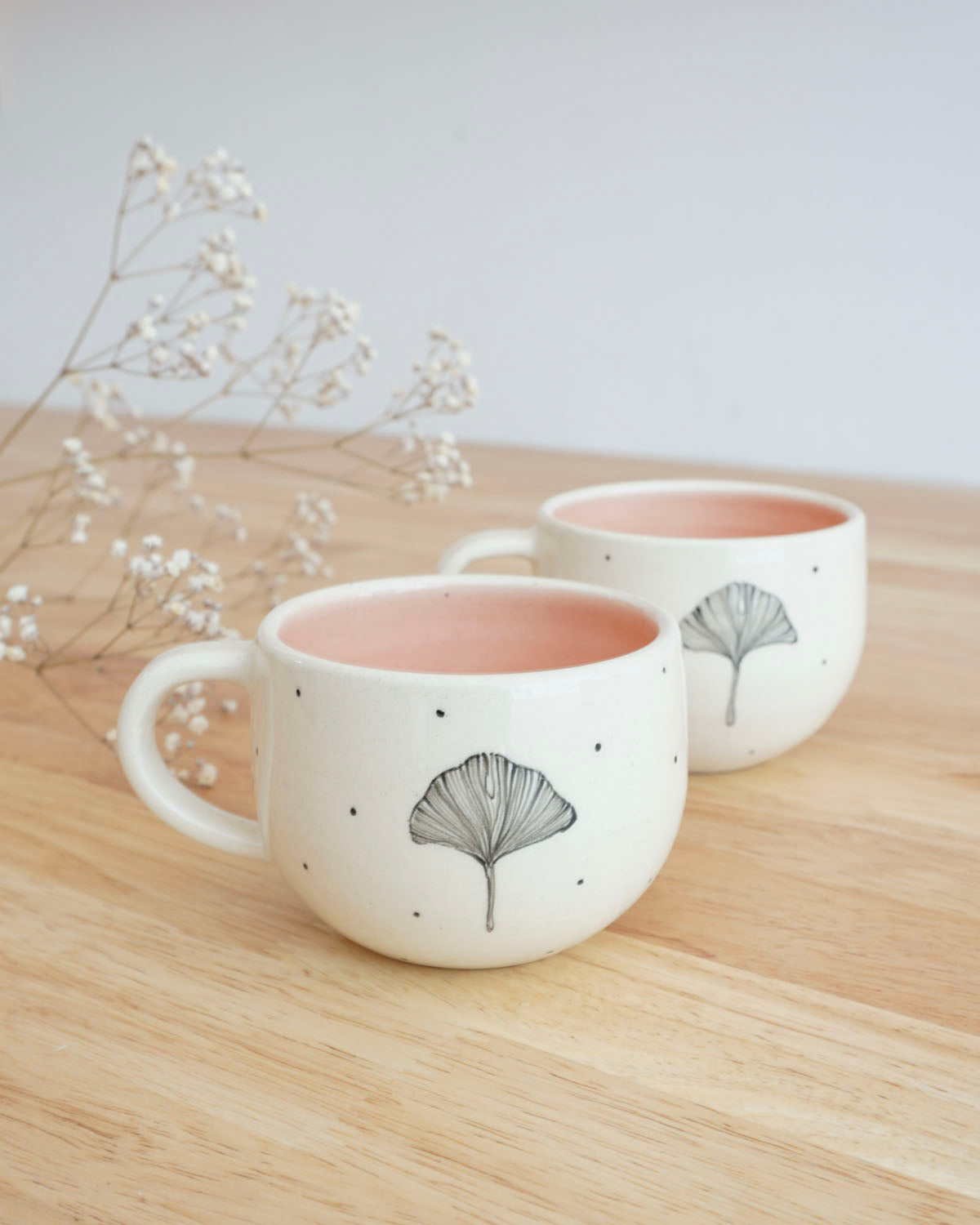Gingko Teacups, Peach ( Set of 2)