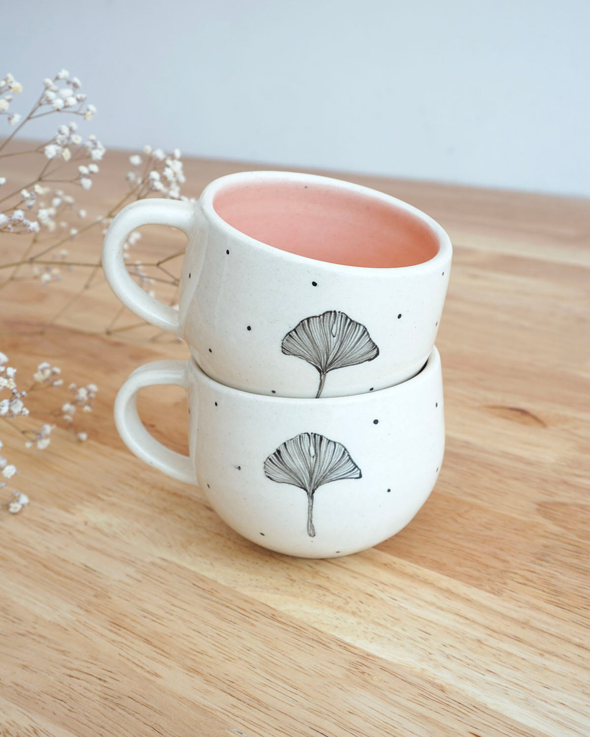 Gingko Teacups, Peach ( Set of 2)