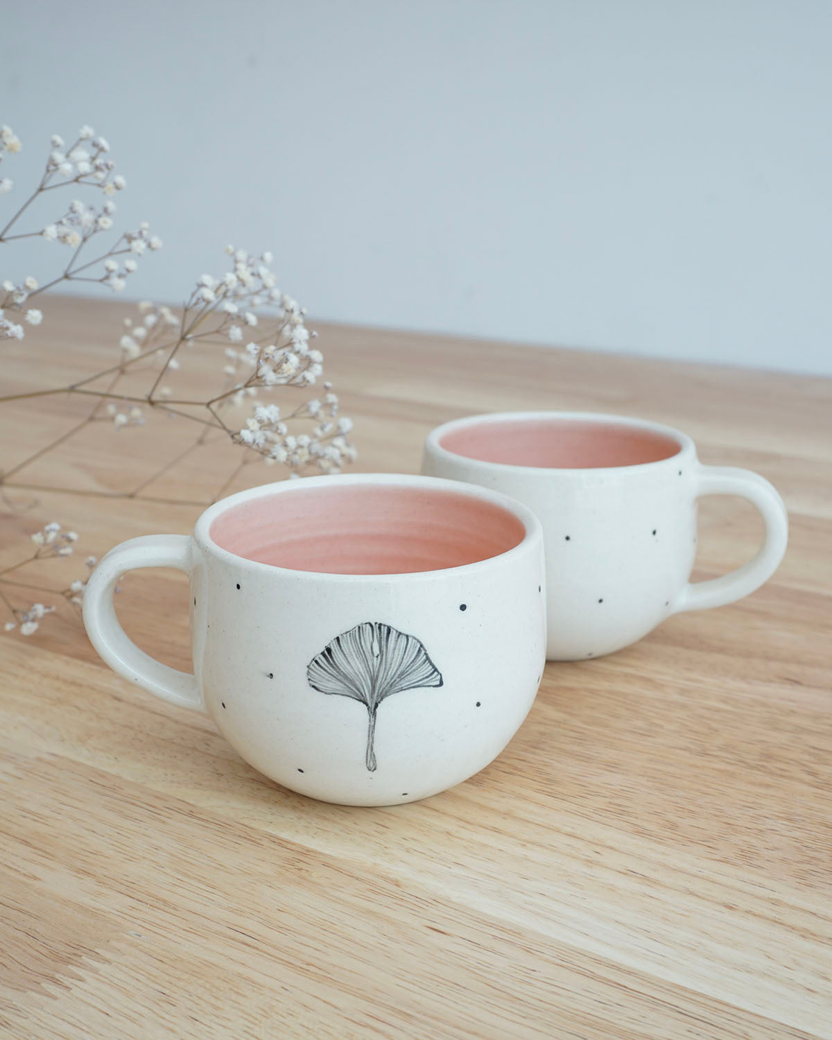 Gingko Teacups, Peach ( Set of 2)