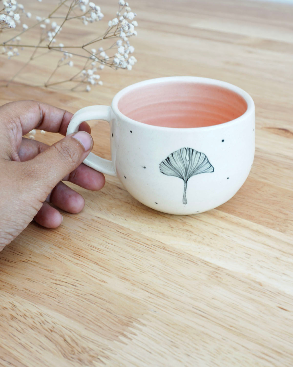 Gingko Teacups, Peach ( Set of 2)