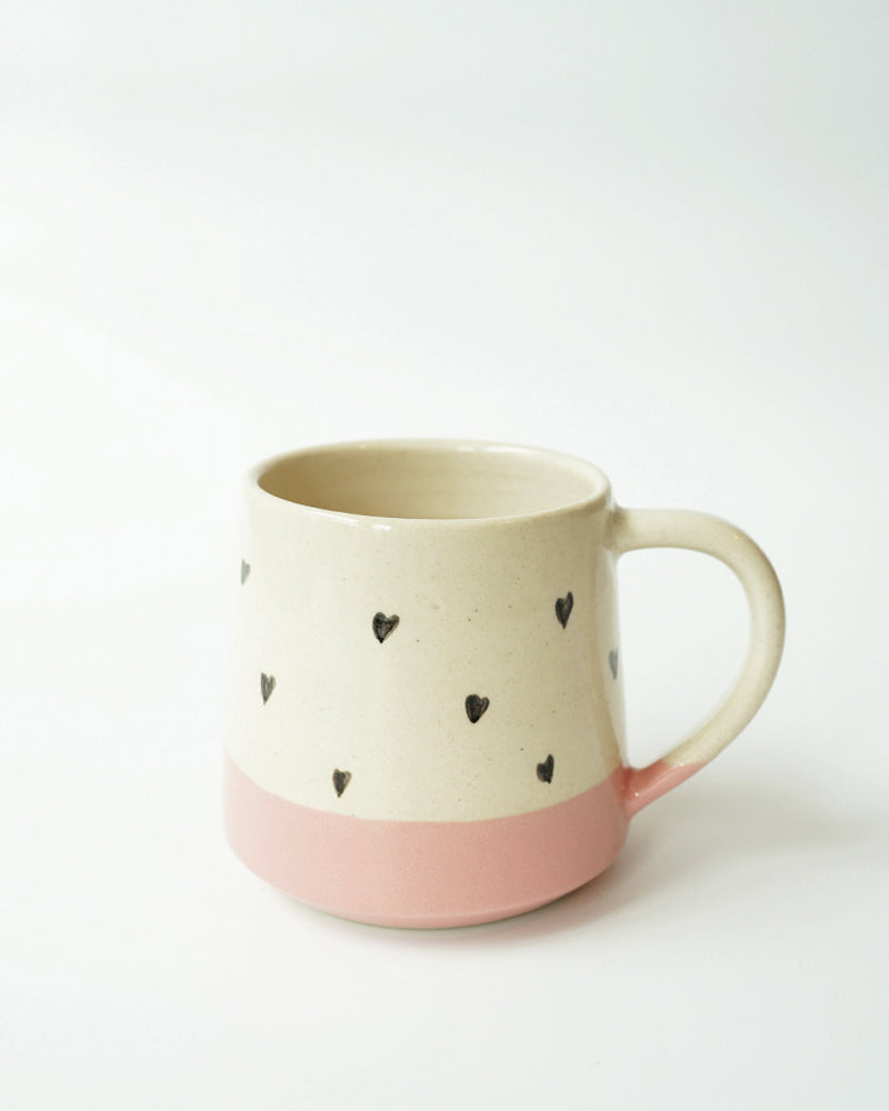 Happy Heart Coffee Mugs, Pink (Set of 2)