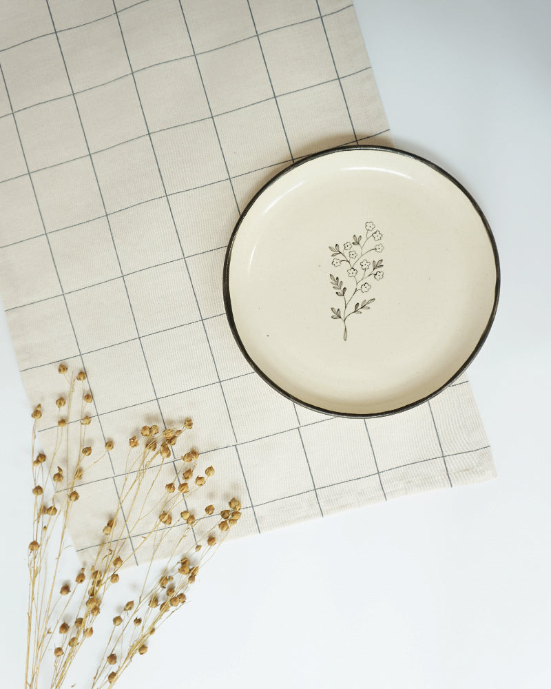 Check Table Runner, off white