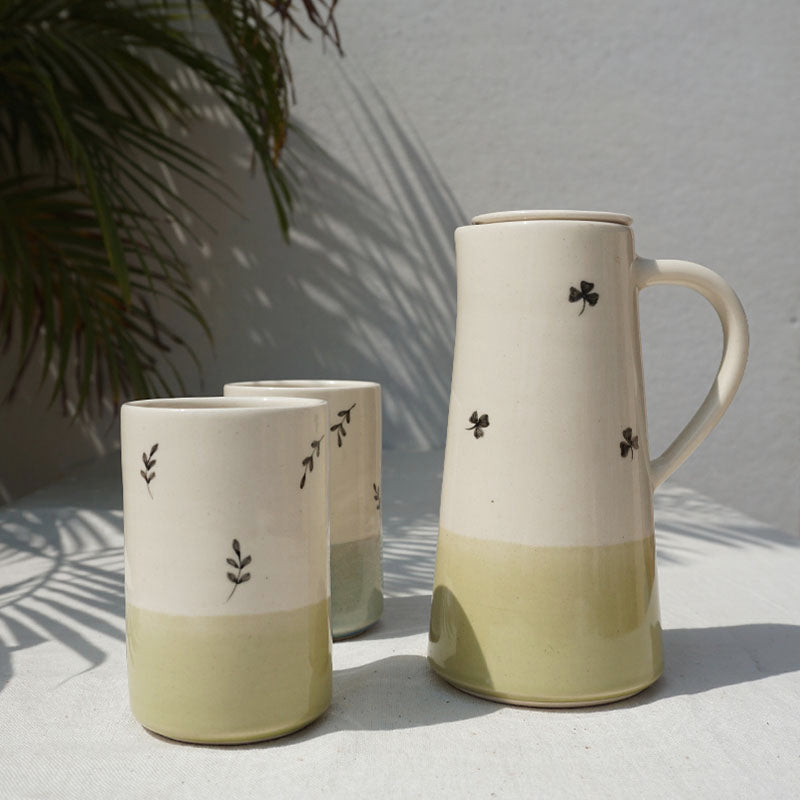 Olive Clover Jug with lid