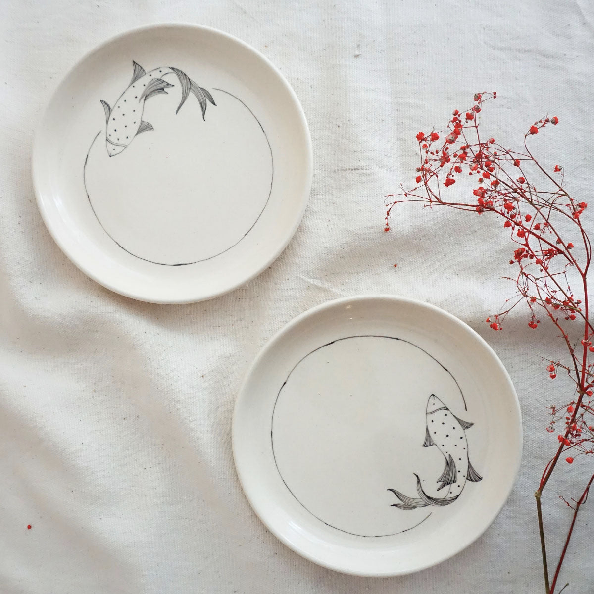 Koi Fish Tapas Plates (Set of 2 )