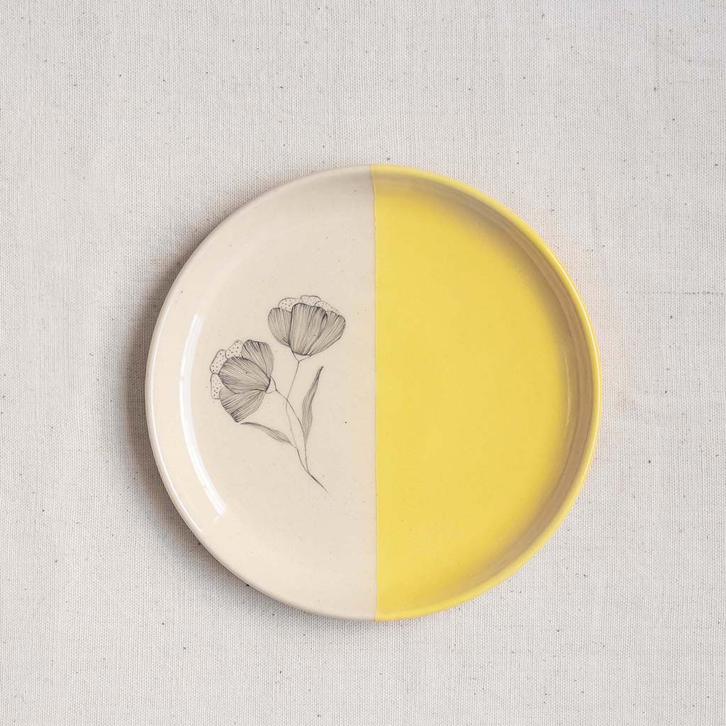 Peony Quarter Plates, Mustard (Set of 2)