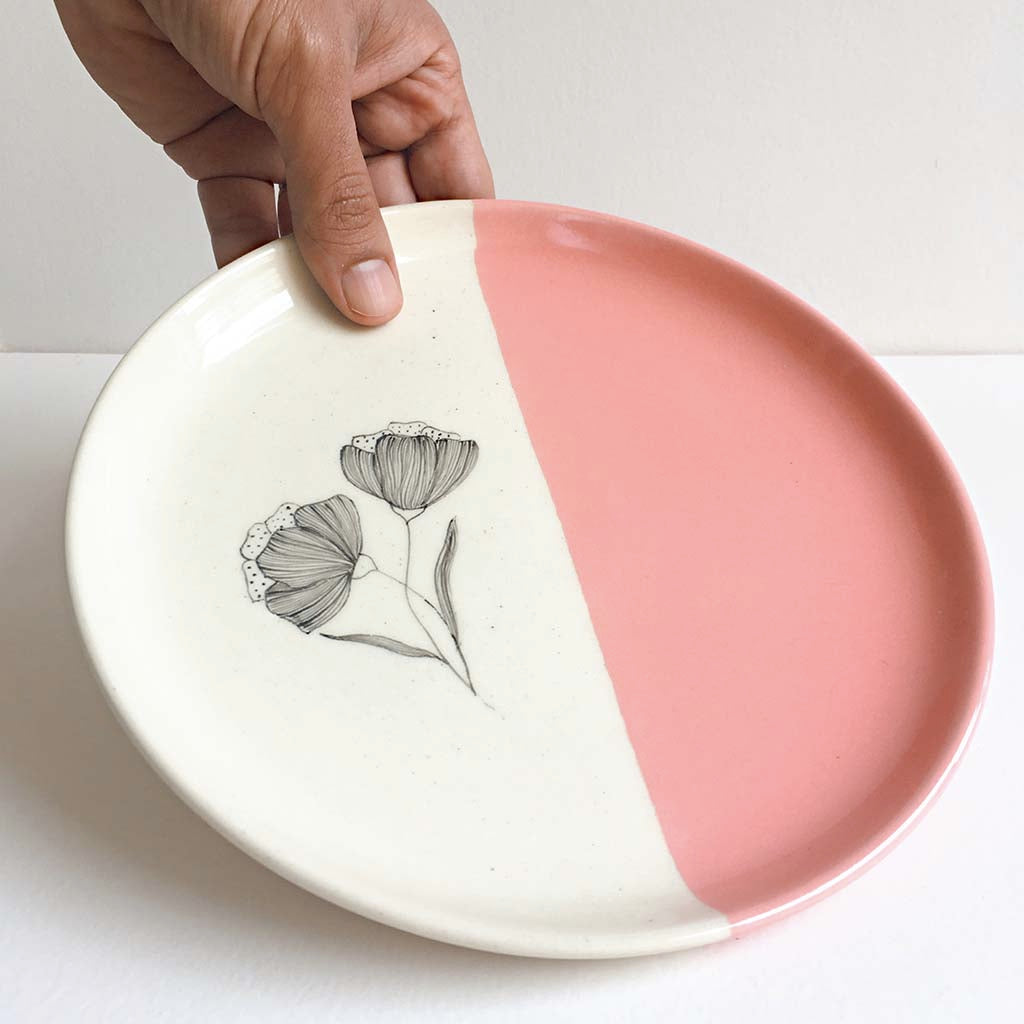 Peony Quarter Plates, Pink (Set of 2)