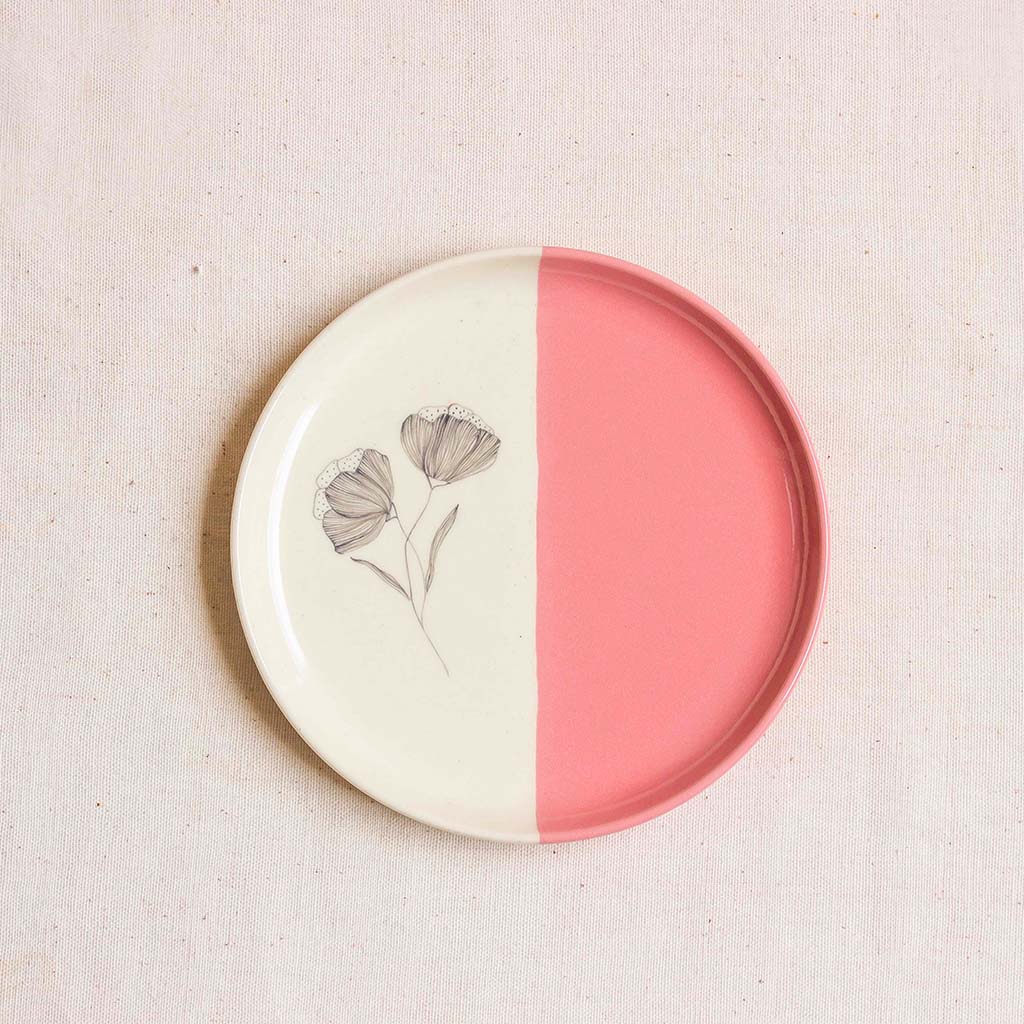 Peony Quarter Plates, Pink (Set of 2)