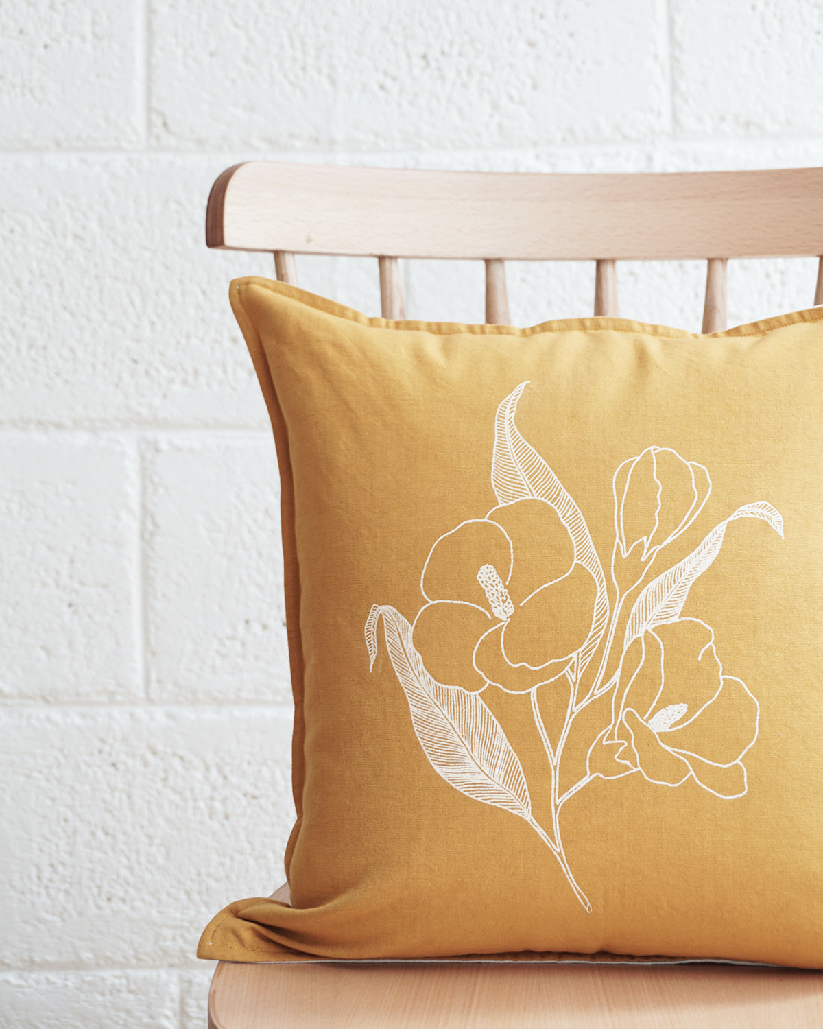 Frangipani Cushion Cover, Yellow (18" X 18")