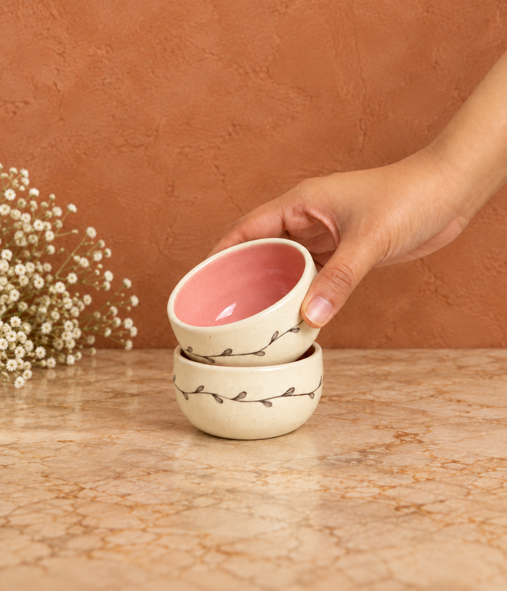 Vine Dip Bowls,Pink(Set of 2)