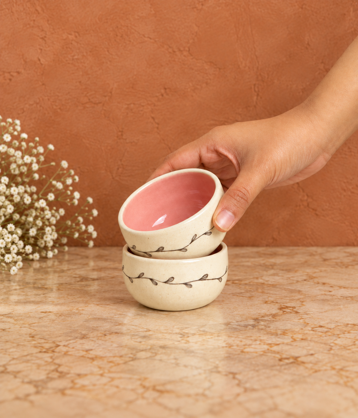 Vine Dip Bowls,Pink(Set of 2)