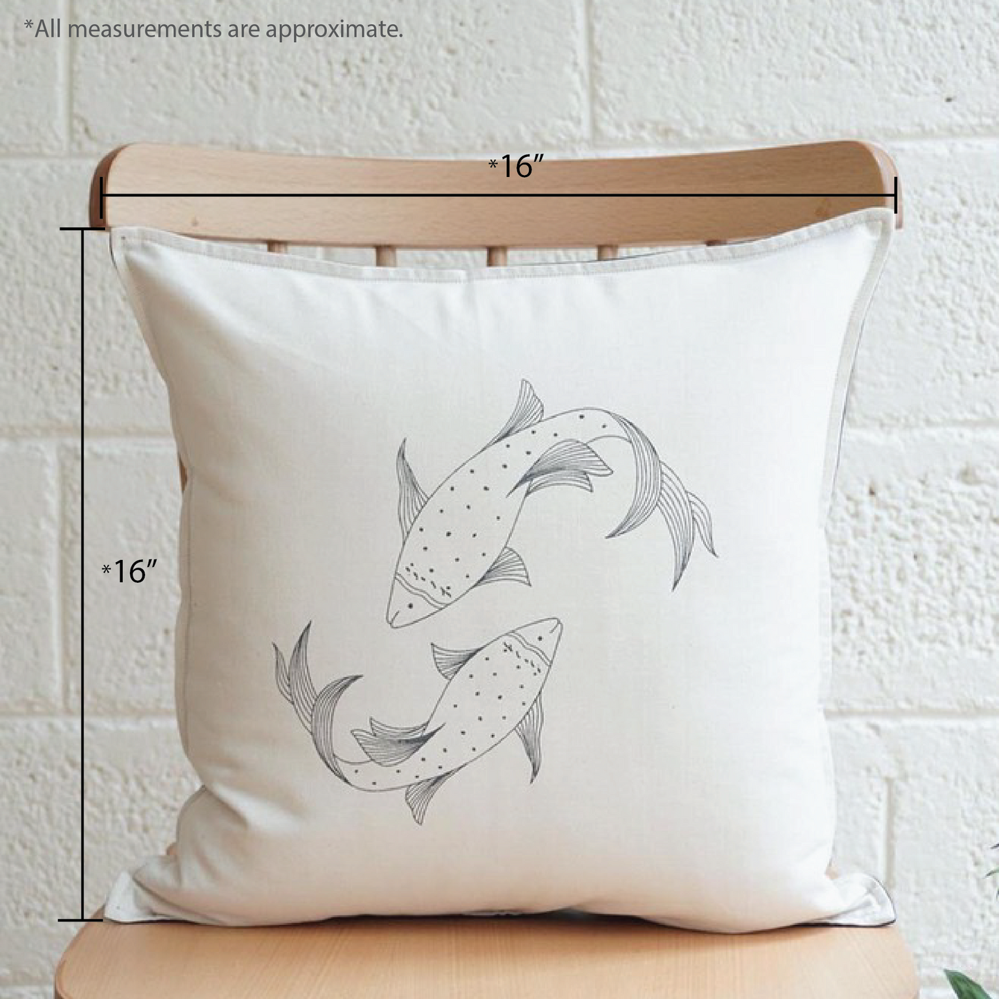 Koi Fish Cushion Cover (16” X 16”)