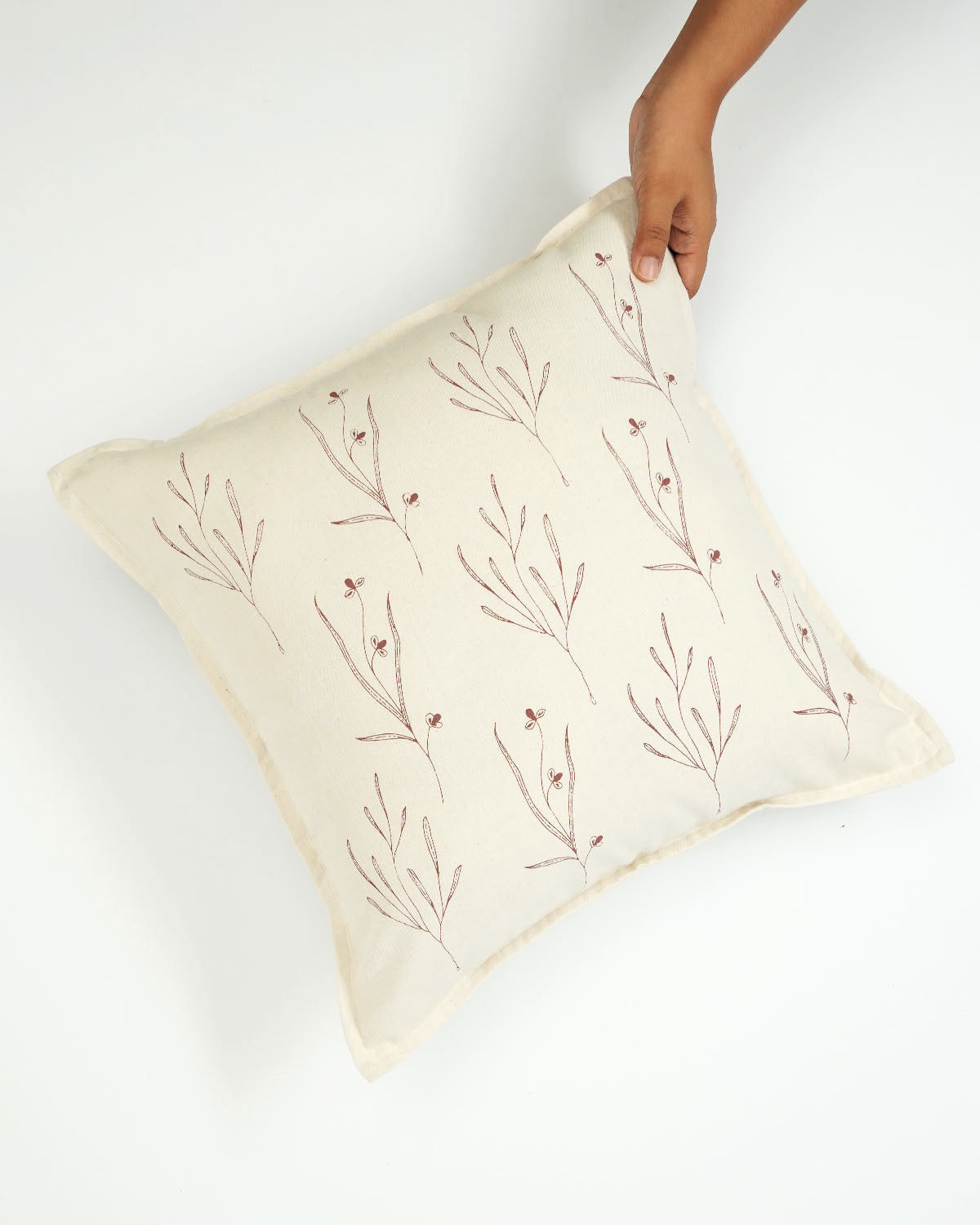 Garden Lily Cushion Cover, Maroon (16” X 16”)