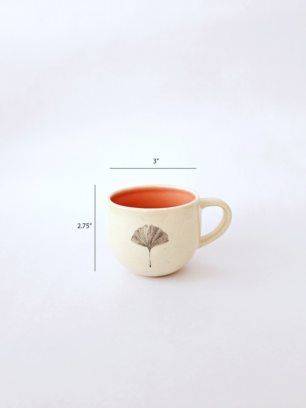 Gingko Teacups (Set of 2), Peach