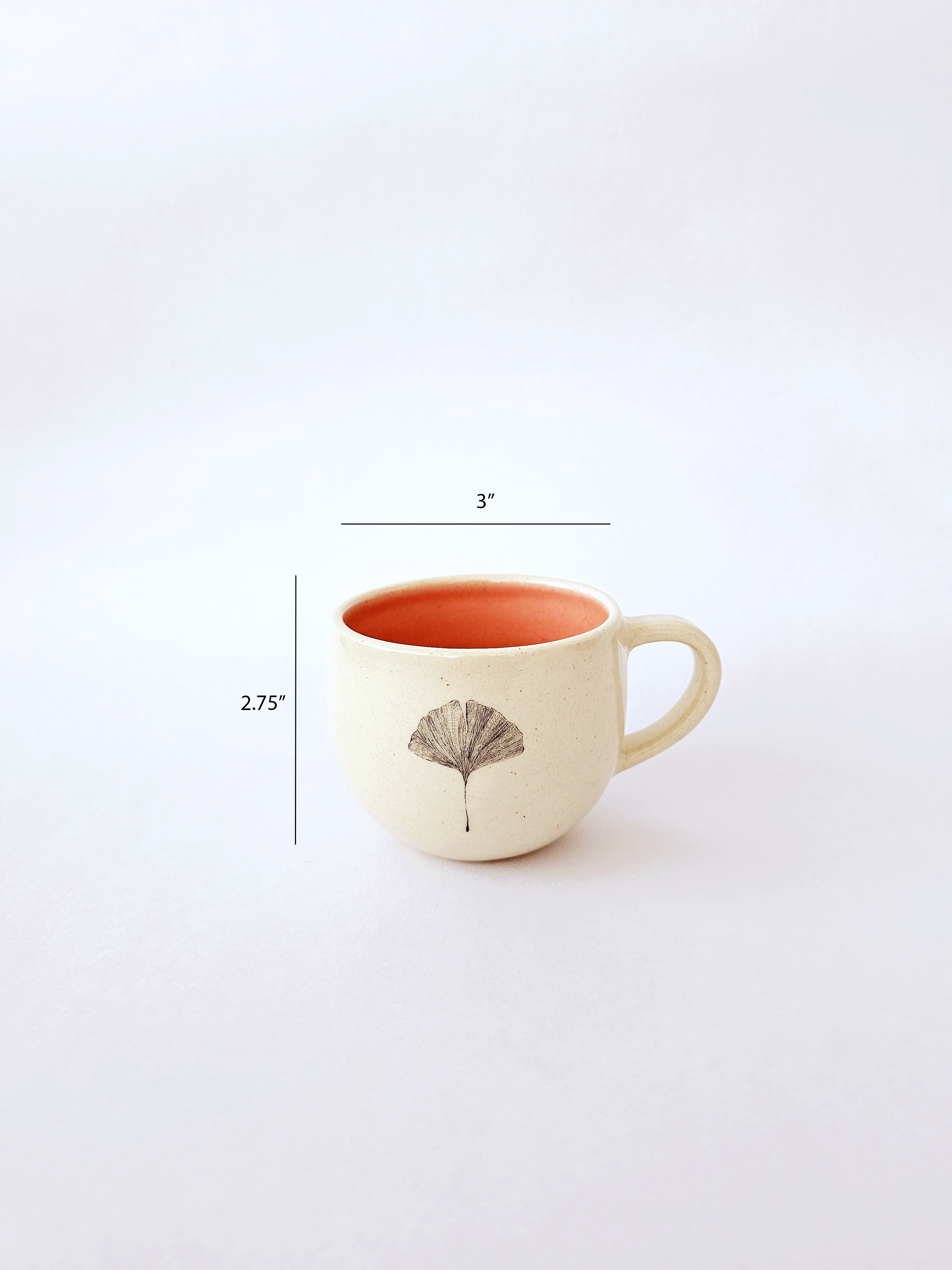 Gingko Teacups (Set of 2), Peach