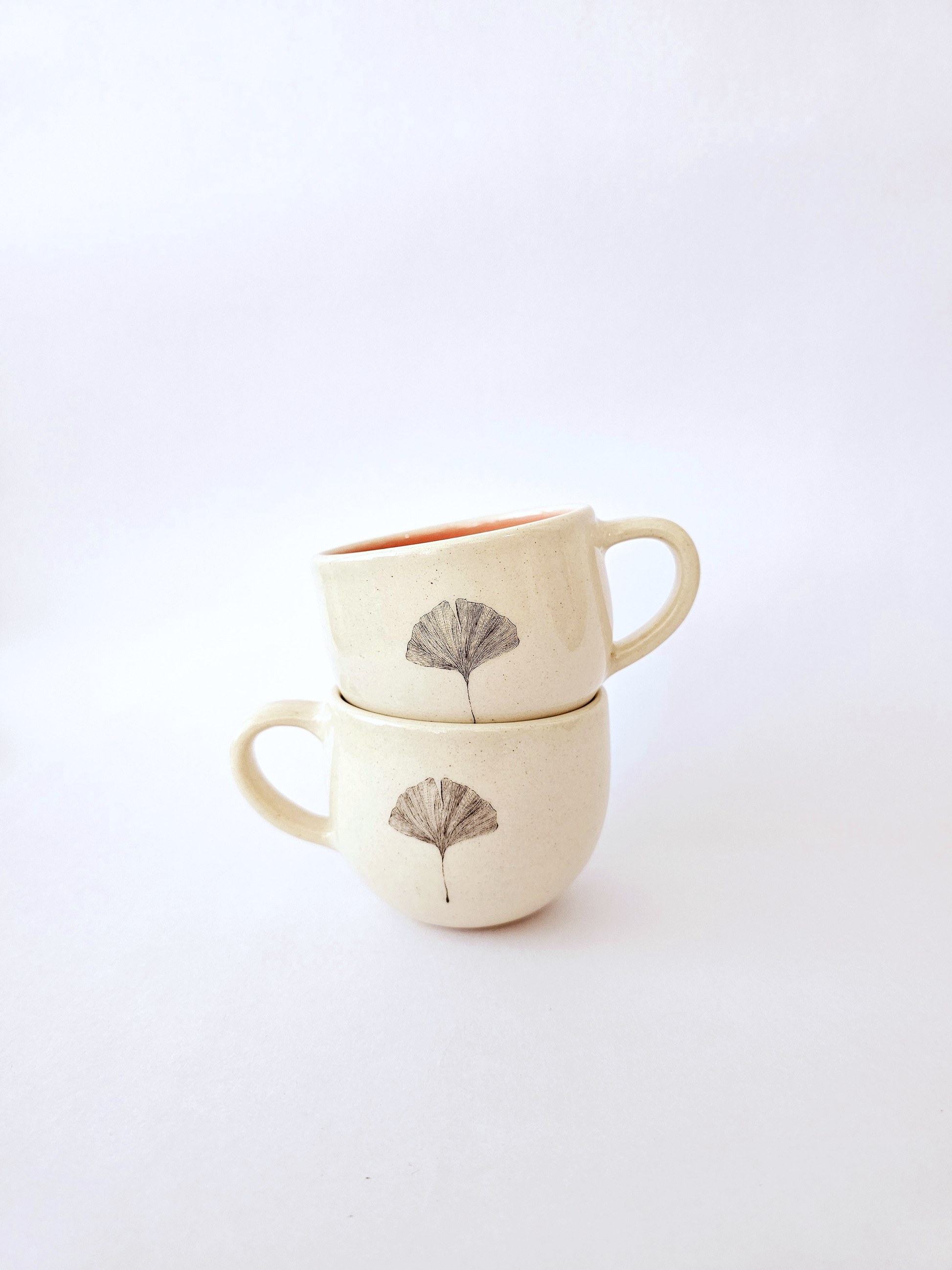Gingko Teacups (Set of 2), Peach