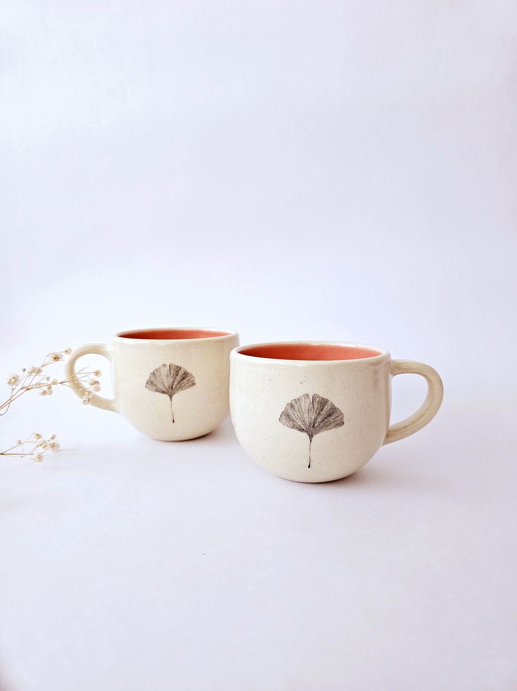 Gingko Teacups (Set of 2), Peach