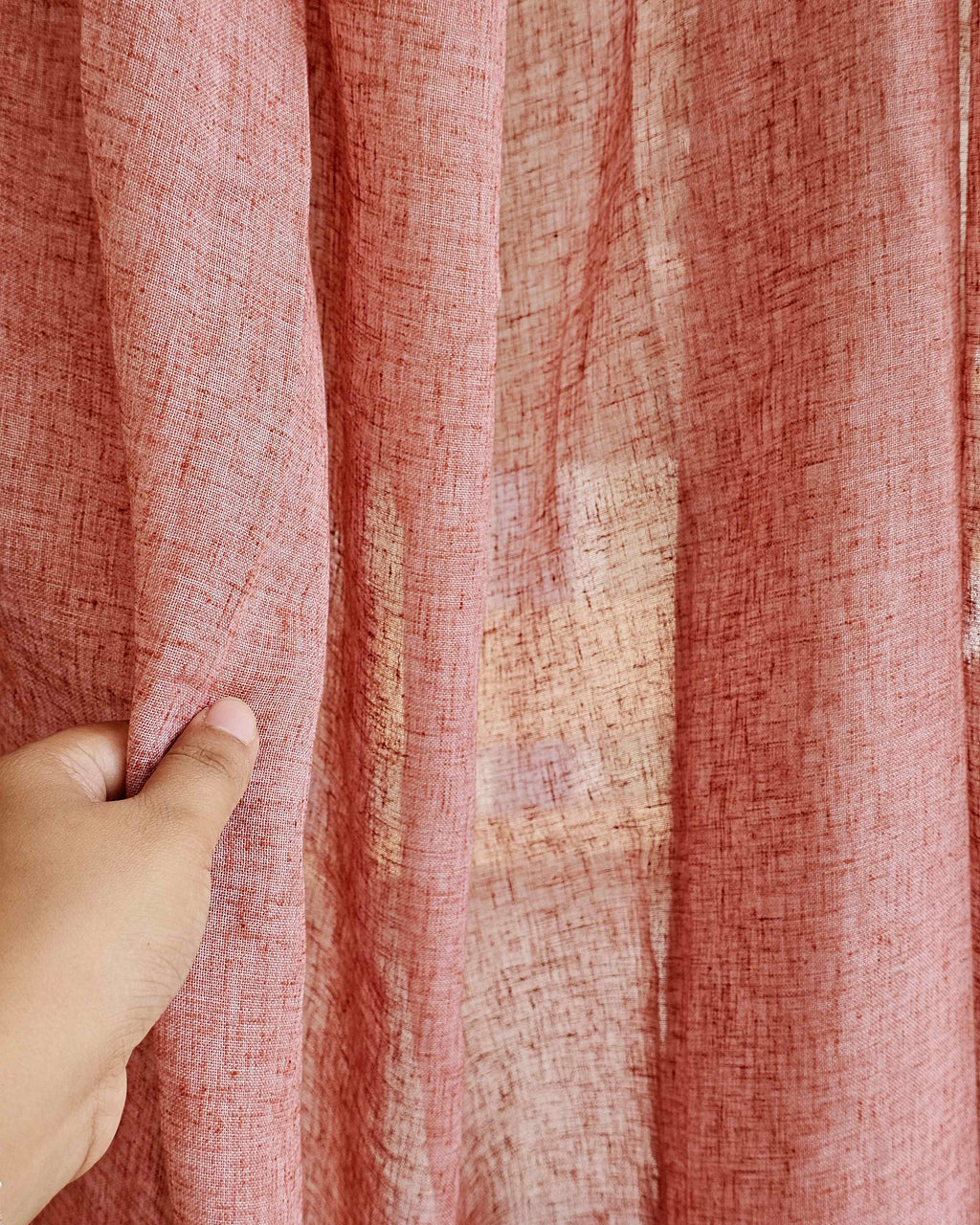 Mahogany Sheer Fabric , Indian Red- 2.5 Metres
