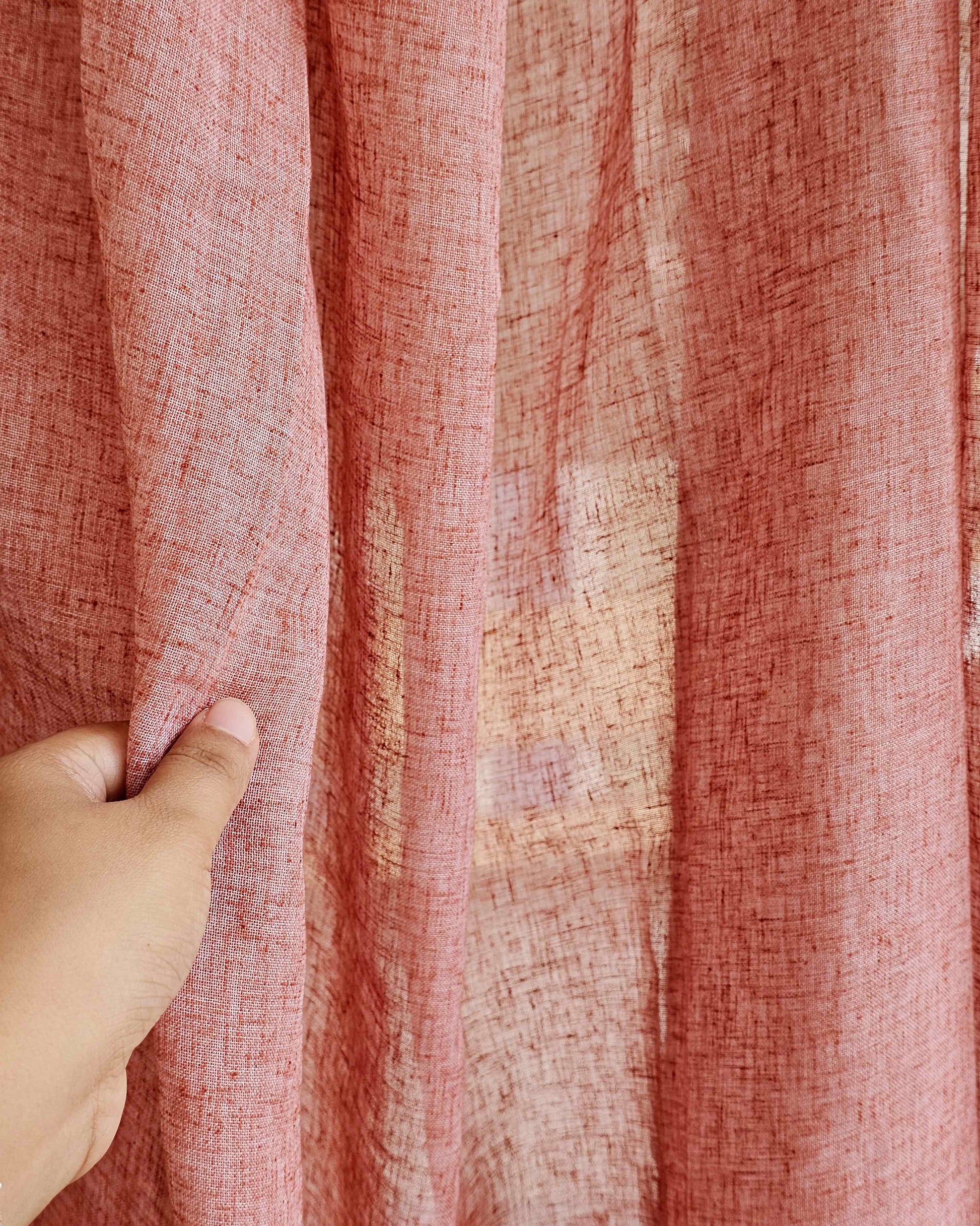 Mahogany Sheer Fabric , Indian Red- 2.5 Metres