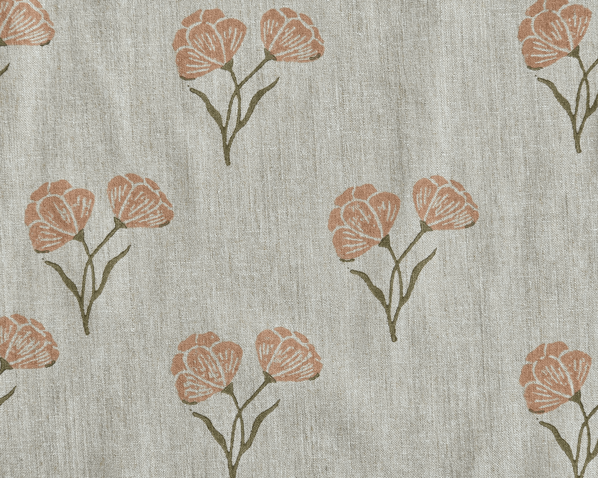 Poppy Fabric, Pink & Sage Green